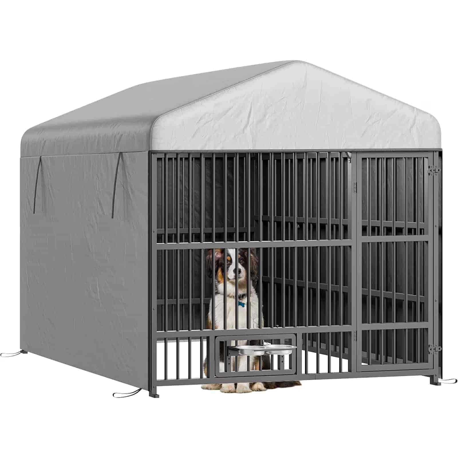 hoobro-chenil-ext-rieur-chien-argent-avec-b-che image 3