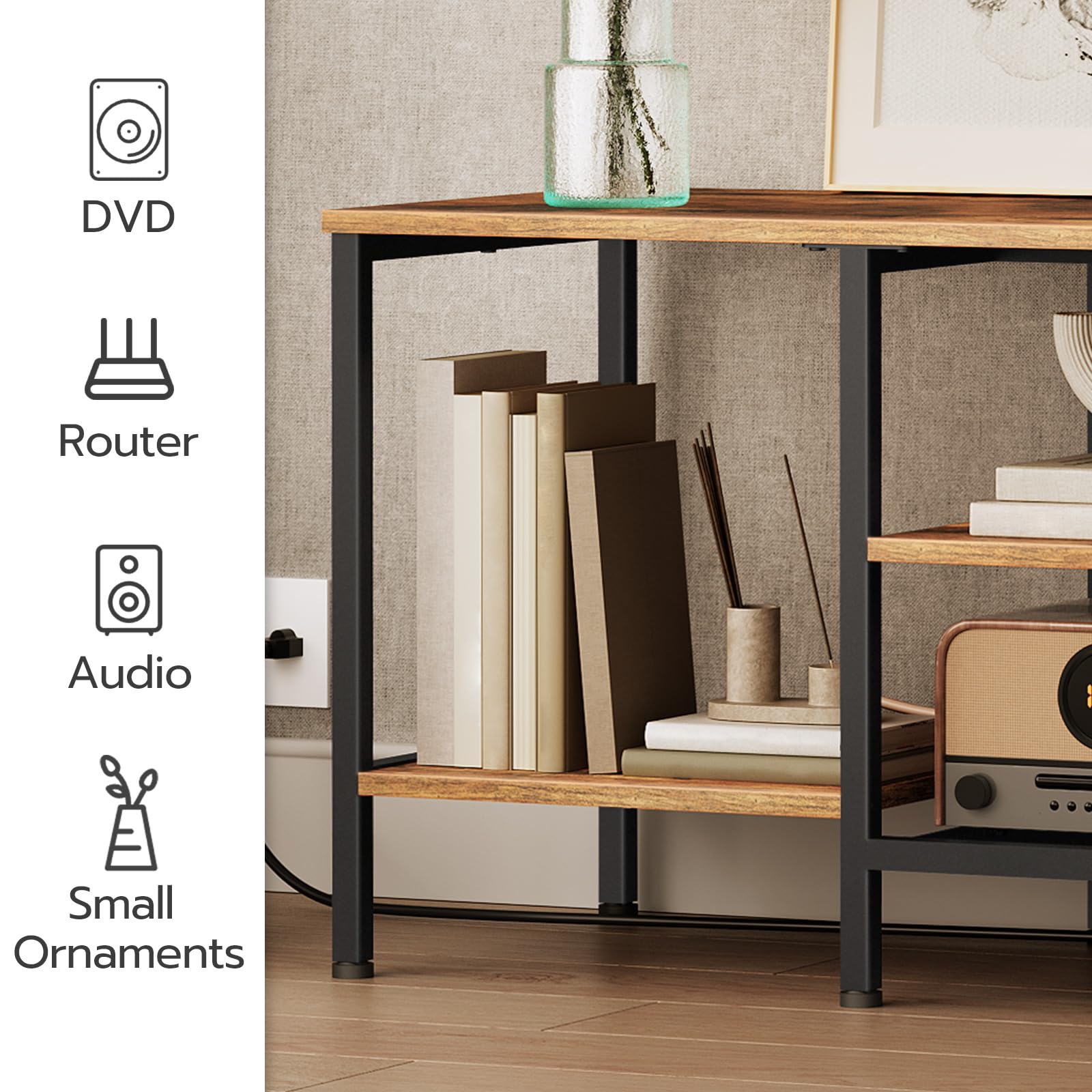 hoobro-meuble-tv-65-pouces-marron-prises-3-niveaux image 5