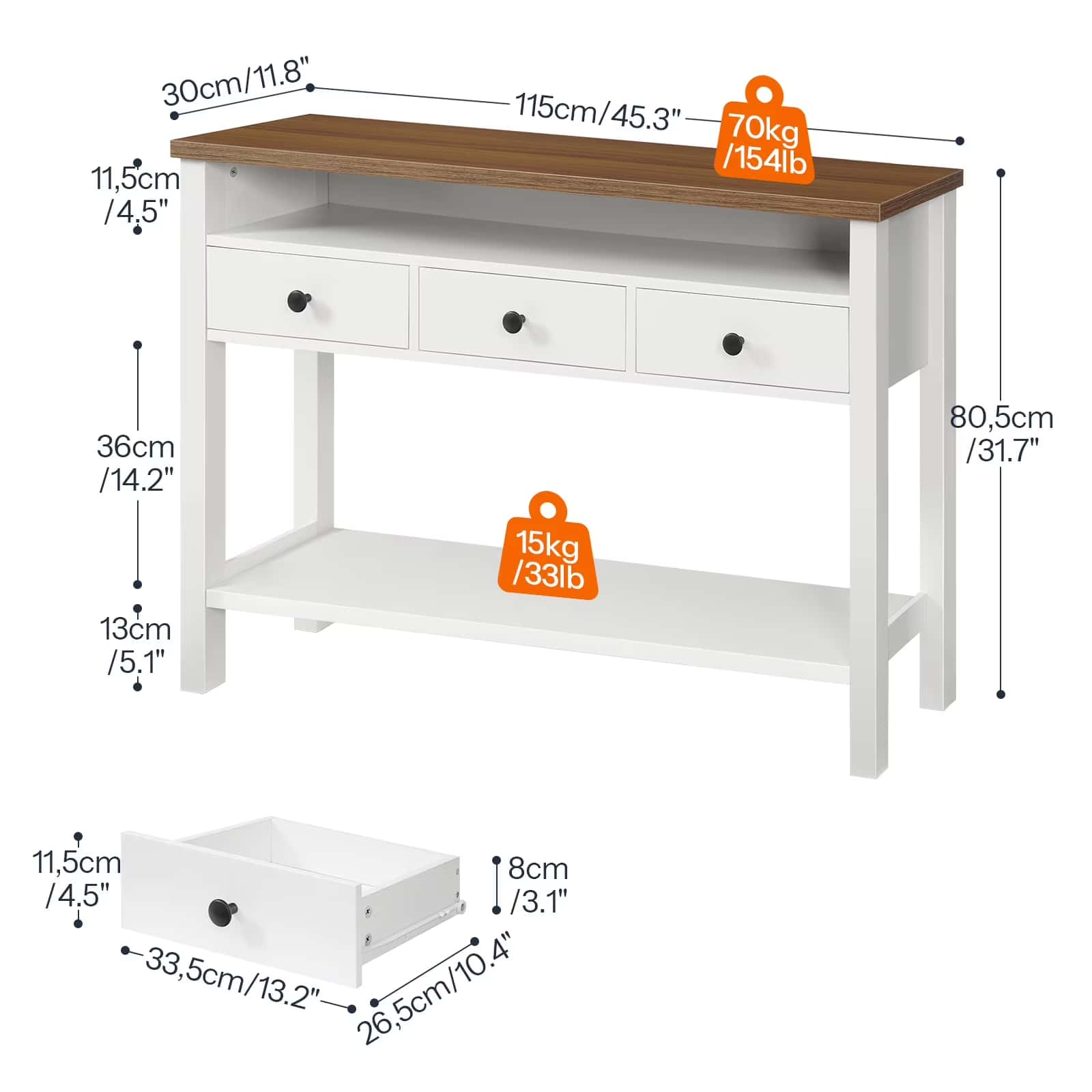 hoobro-console-blanche-115-cm-3-tiroirs image 4