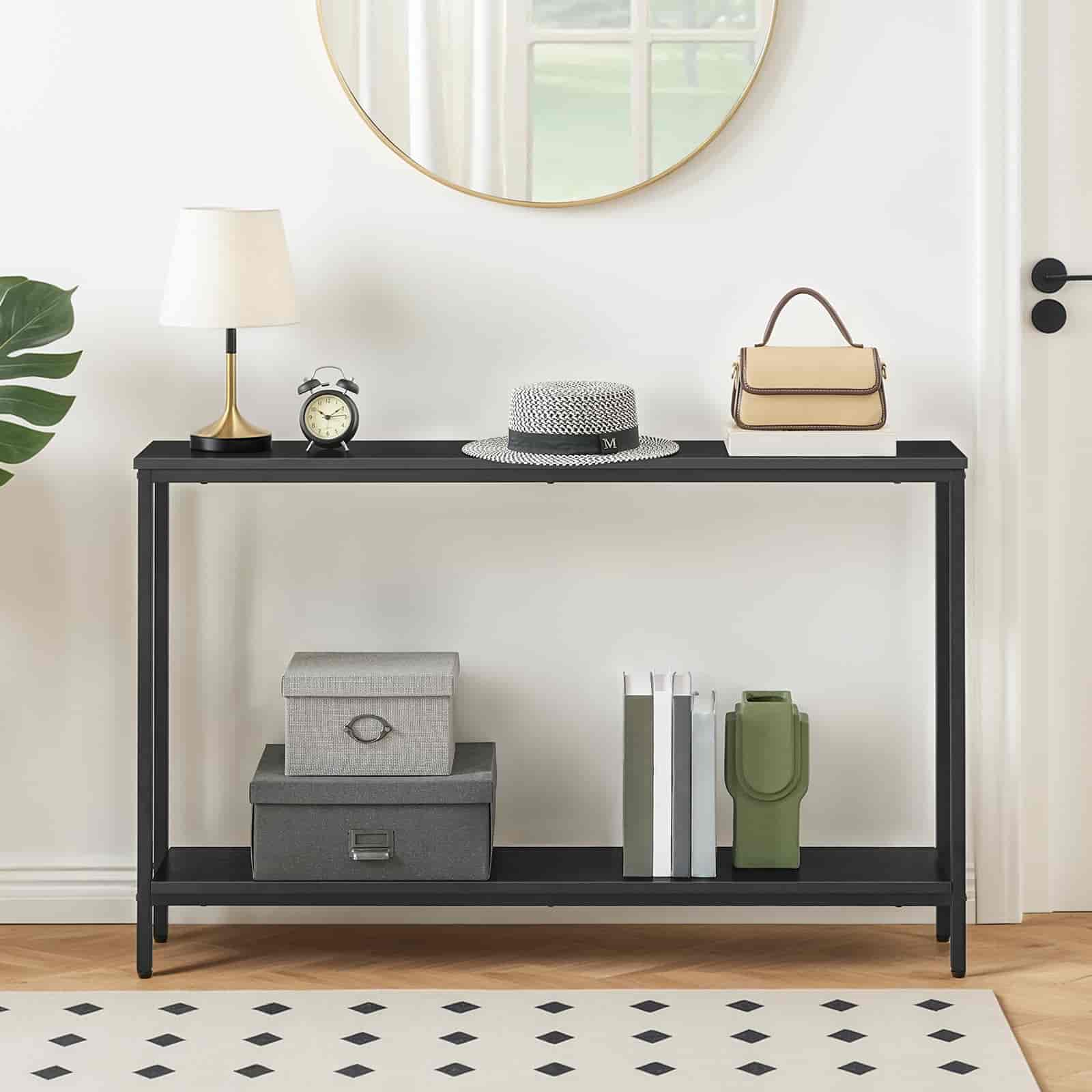 hoobro-console-table-console-troite-120-cm-noire-avec-tag-re image 5