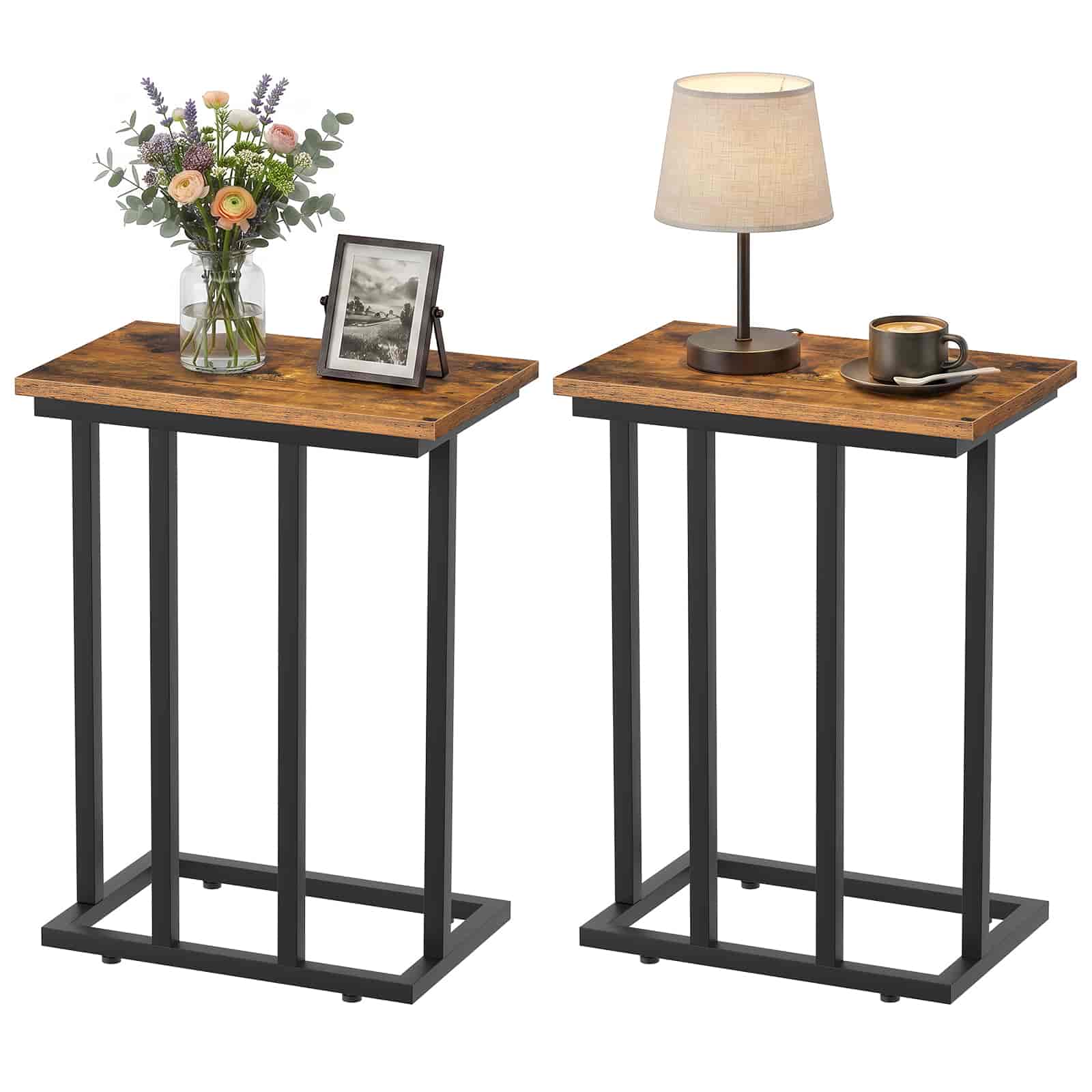 hoobro-table-appoint-en-c-dessus-bois-marron image 1