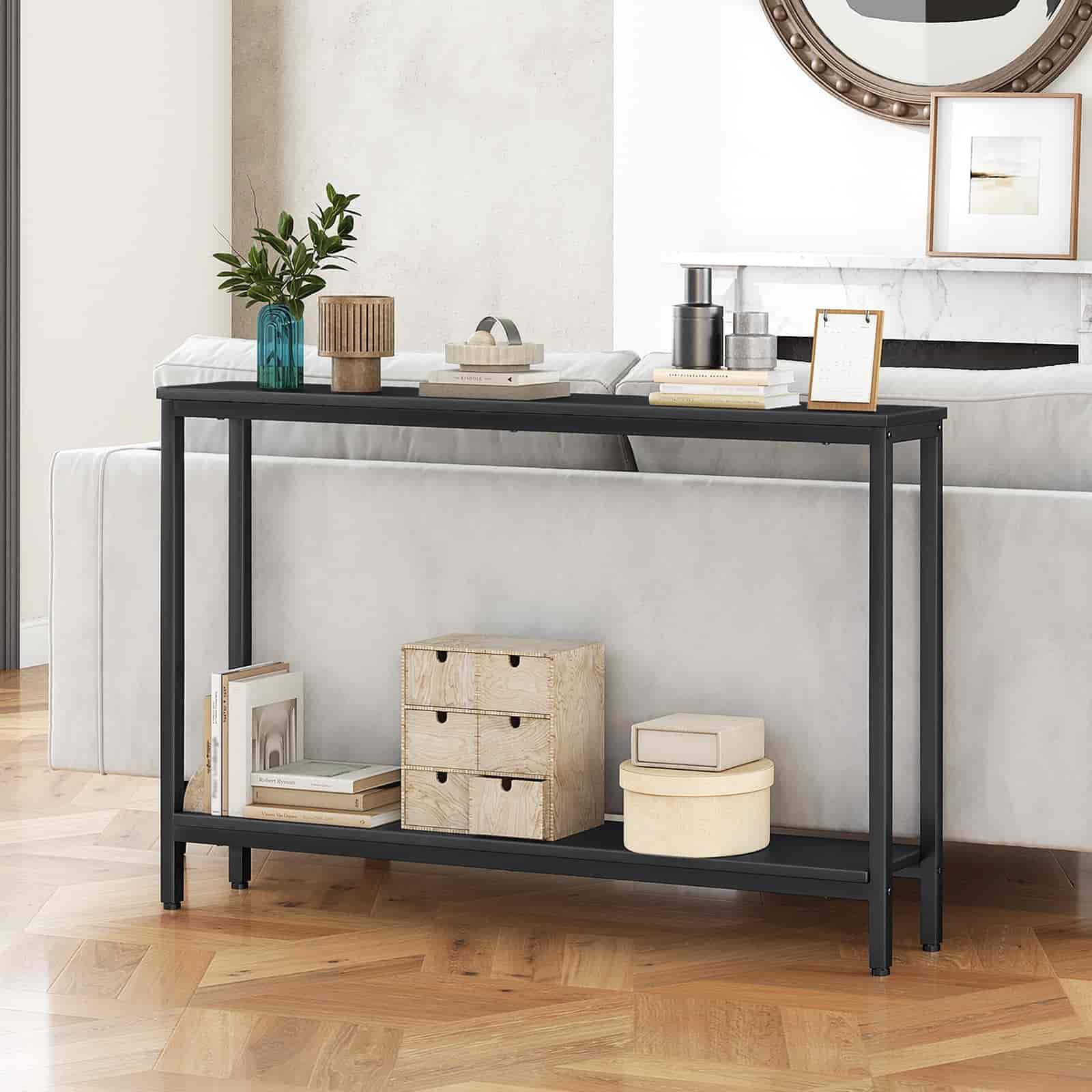 hoobro-console-table-console-troite-120-cm-noire-avec-tag-re image 6