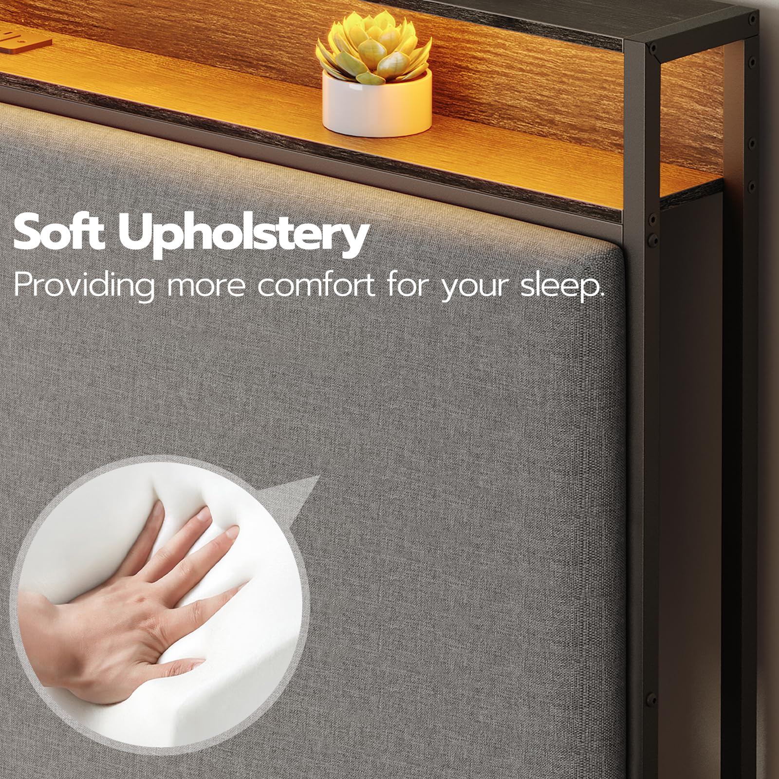 hoobro-bed-frames-cadre-de-lit-m-tal-led-gris-t-te-rangement image 8