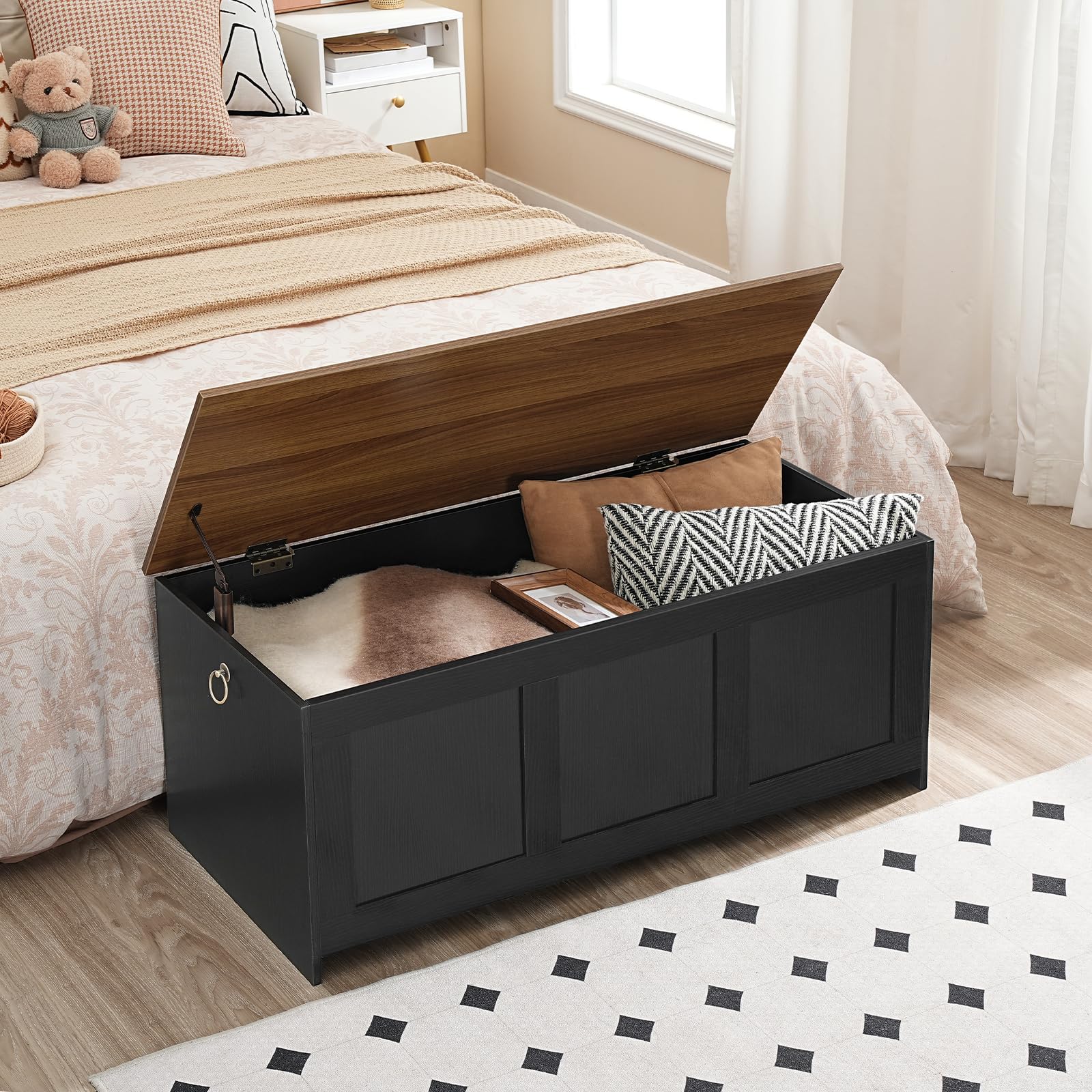 hoobro-coffre-rangement-bois-39-3-pouces-couvercle-noir image 5