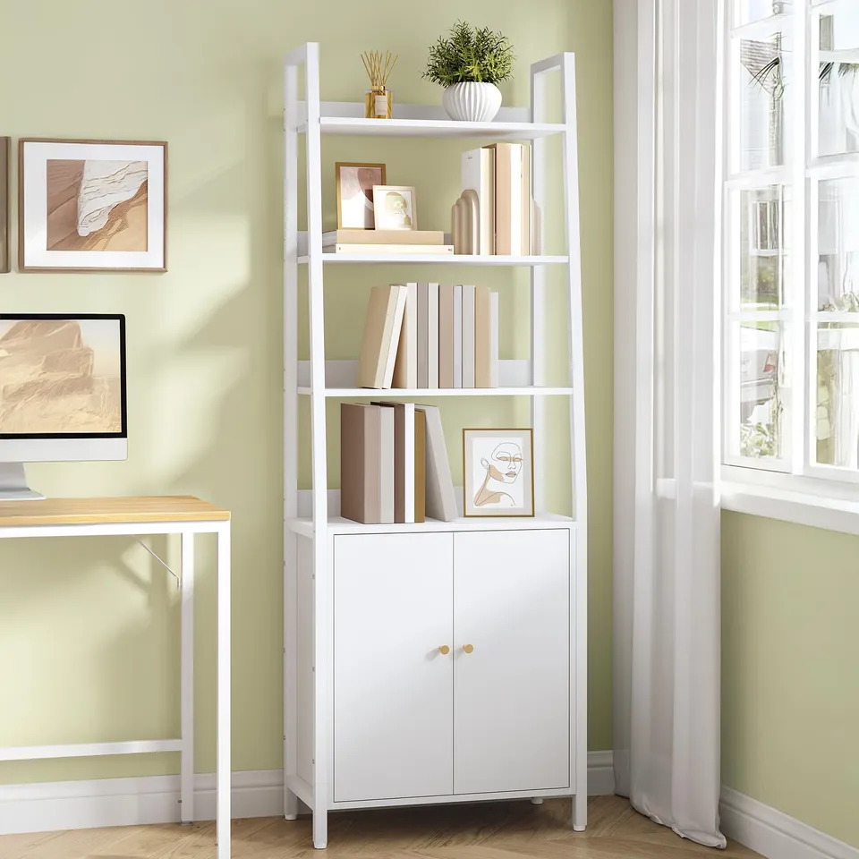 hexcelen-biblioth-que-6-niveaux-portes-tag-re-blanc-170-cm image 1