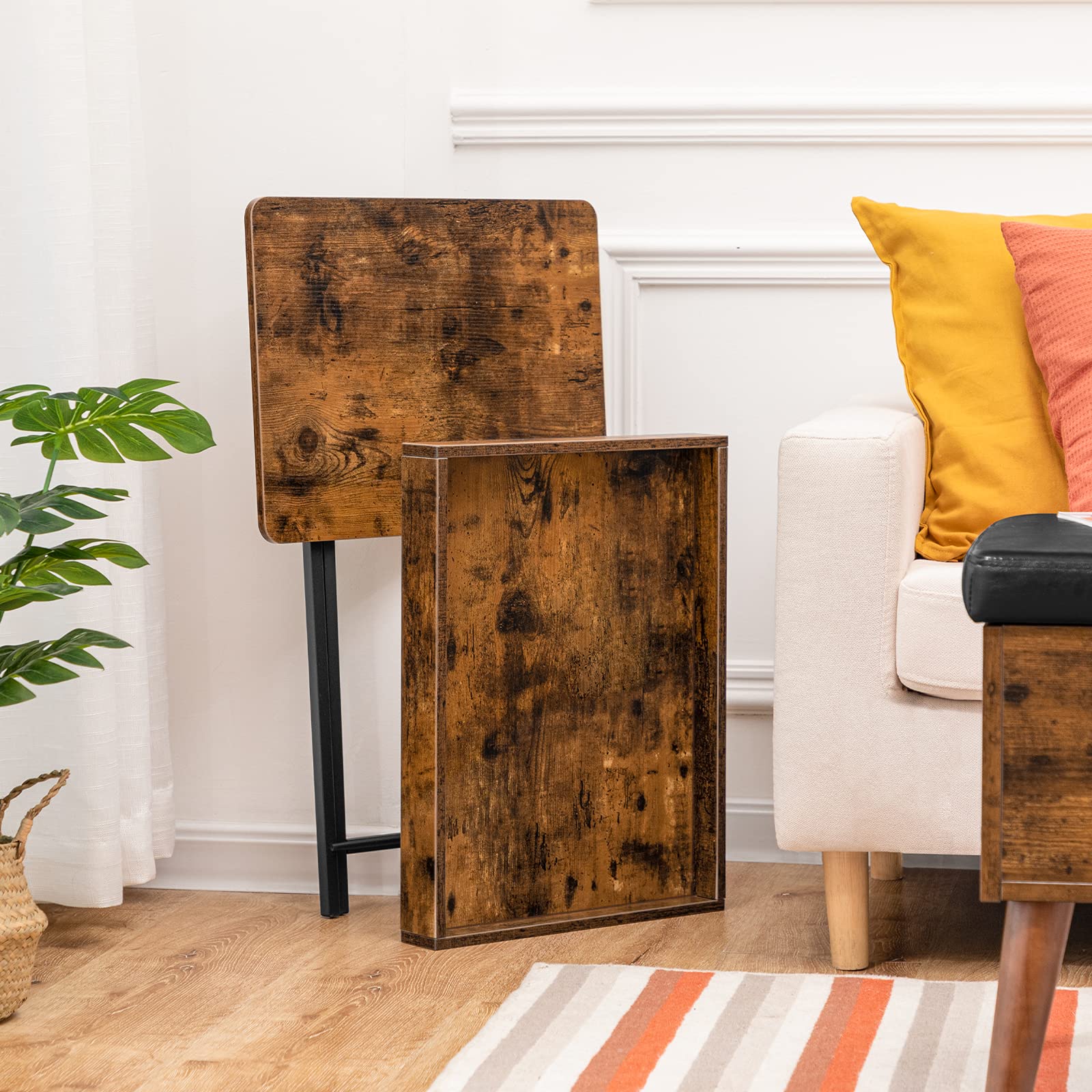 hoobro-tv-tray-tables-table-d-appoint-marron-plateau-amovible image 5