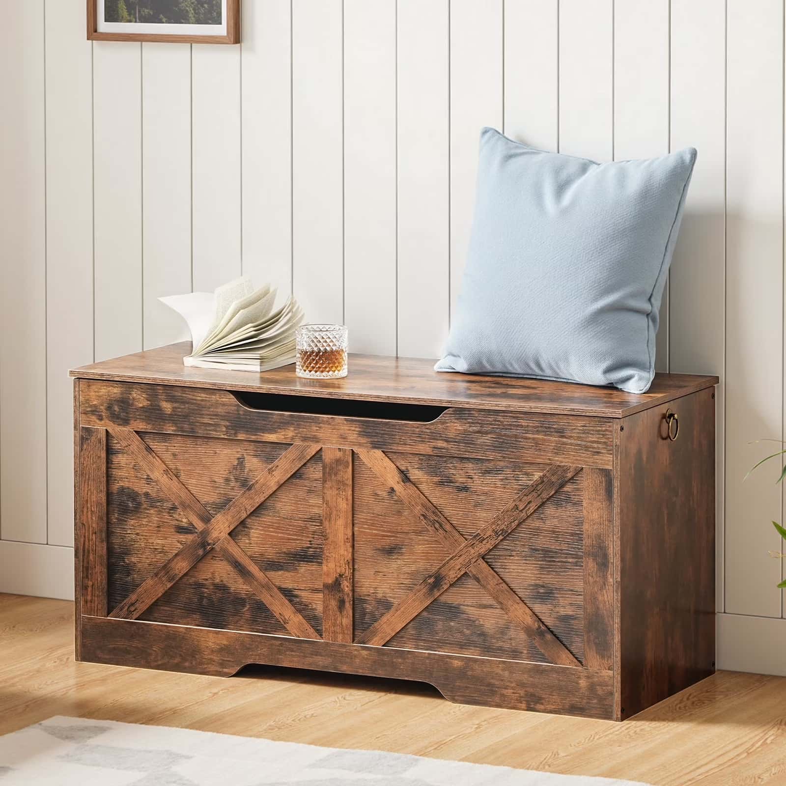 hoobro-banc-coffre-100-cm-marron-coffre-de-rangement image 2