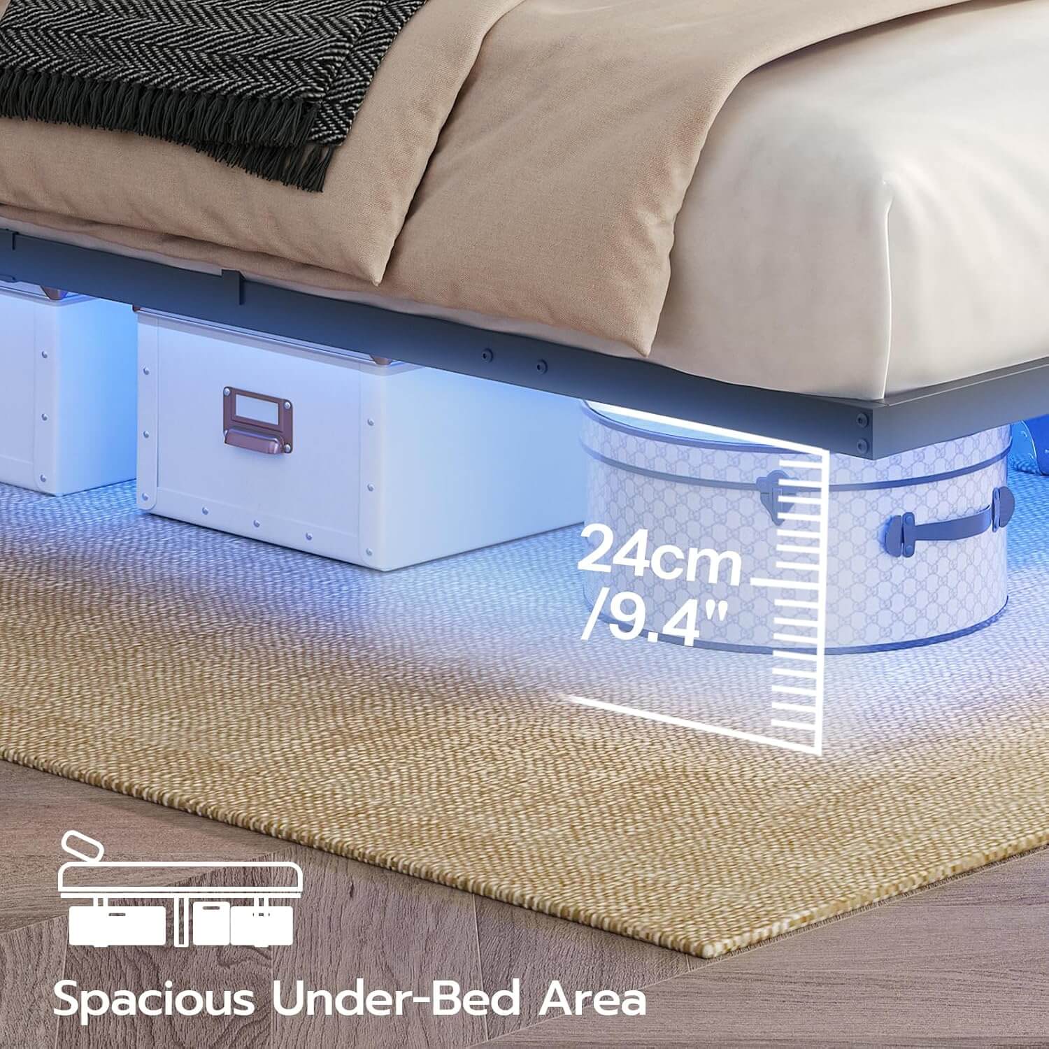 hoobro-bed-frames-lit-queen-flottant-noir-led-usb image 7