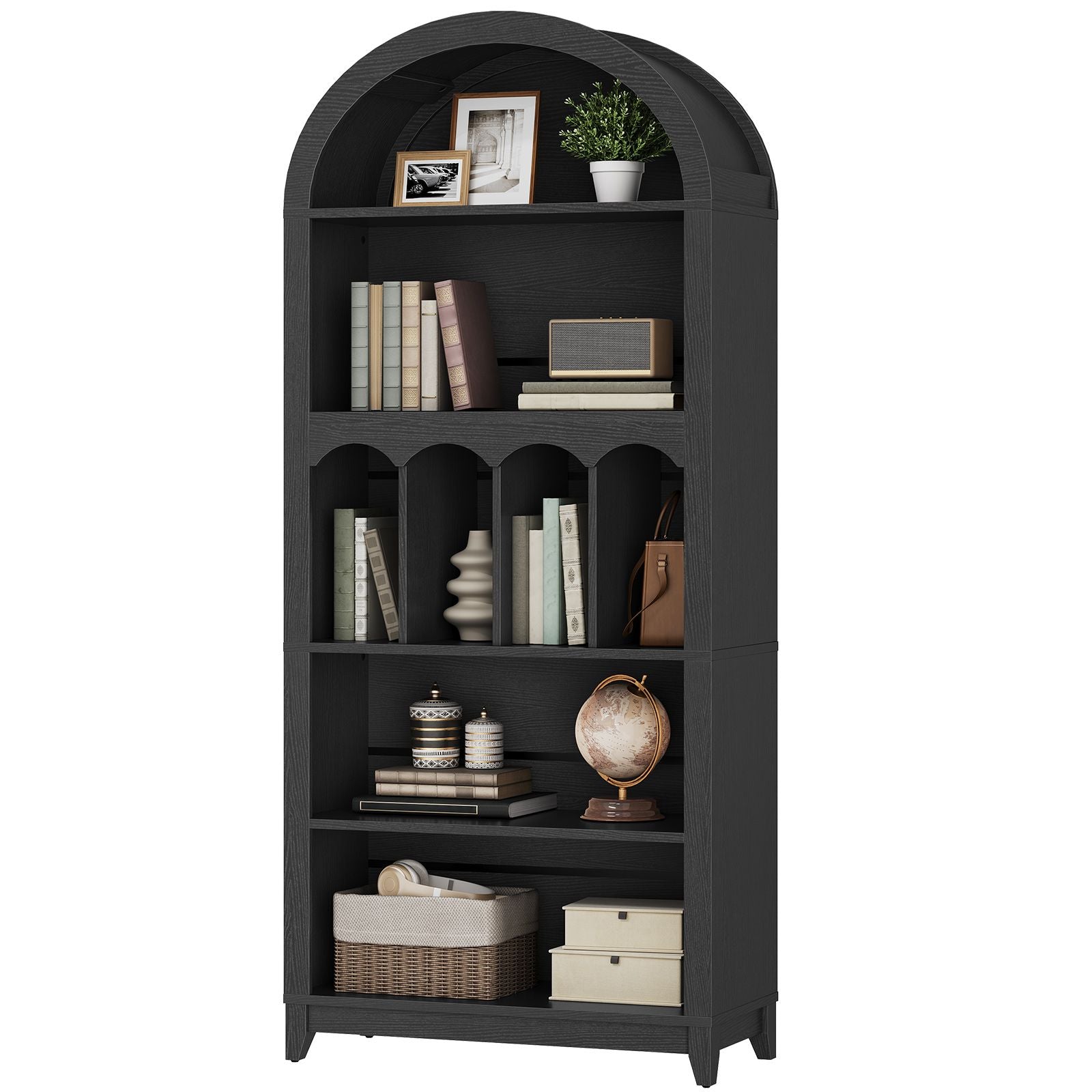 hoobro-bookshelves-biblioth-que-noire-5-niveaux-arqu-e image 1