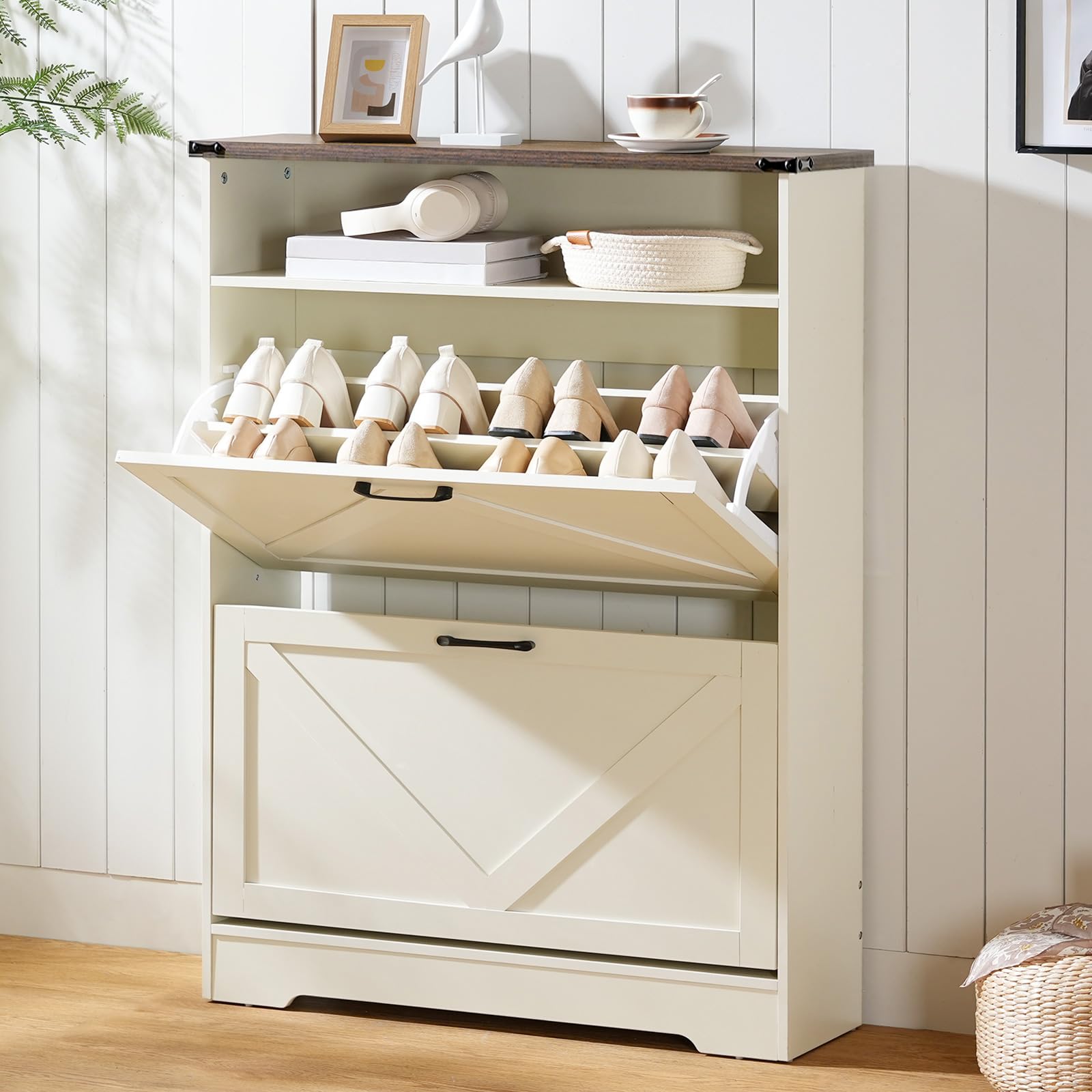 hoobro-shoe-racks-meuble-chaussures-blanc-80-cm-2-abattants image 4