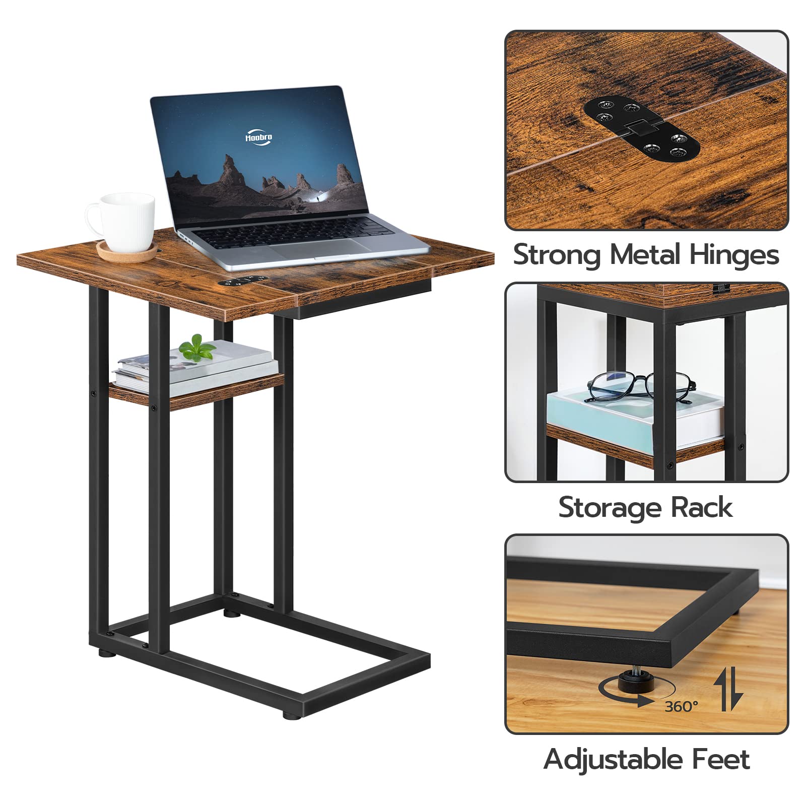 hoobro-table-d-appoint-en-c-pliable-bf29sf01-marron image 8
