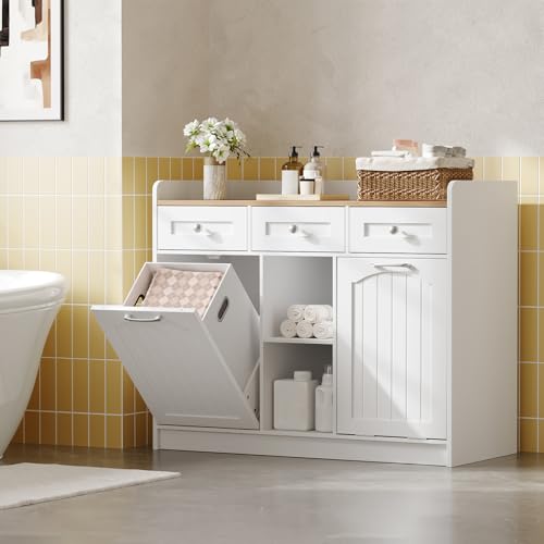 hoobro-panier-linge-meuble-blanc-2-paniers-3-tiroirs image 6