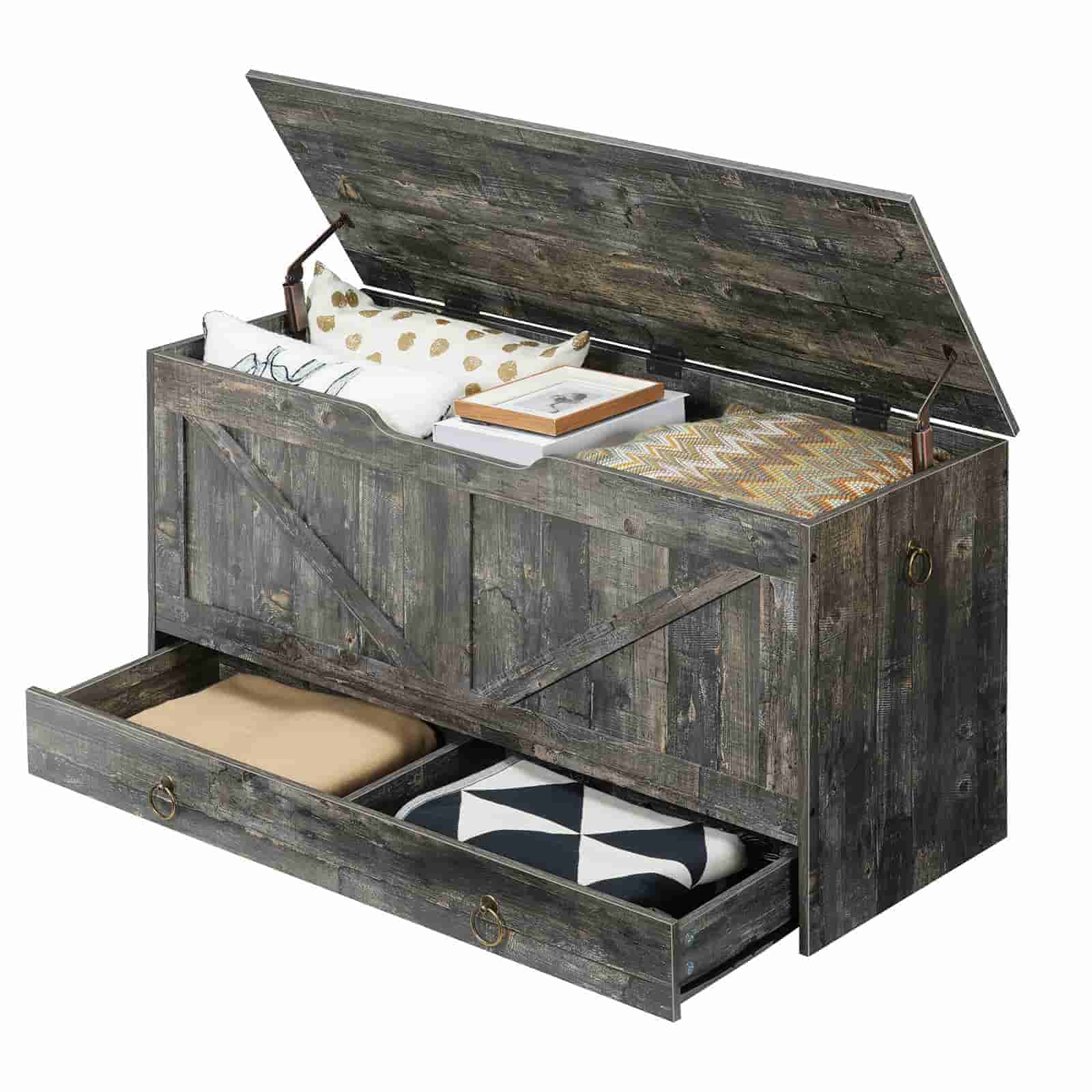 hoobro-banc-coffre-bois-jouets-gris-grand-mod-le image 1