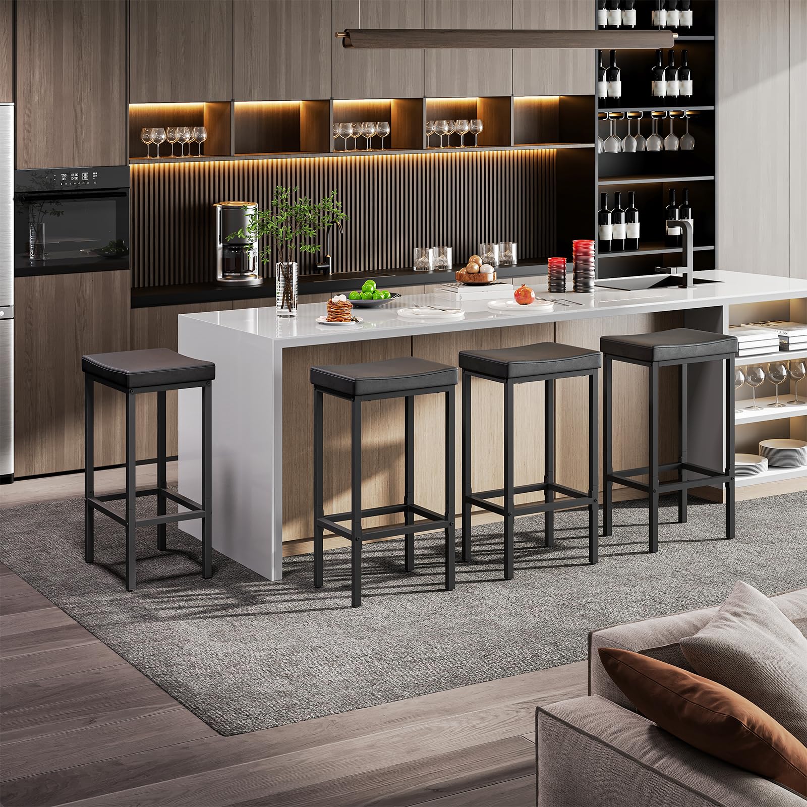 hoobro-bar-stools-lot-2-tabourets-bar-noirs-selle image 7