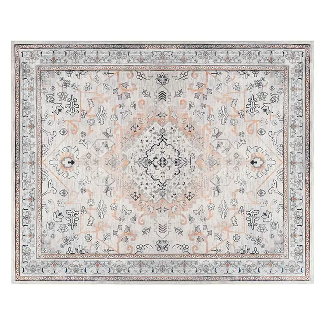 hoobro-tapis-salon-vintage-6x9-pieds-beige-lavable image 1