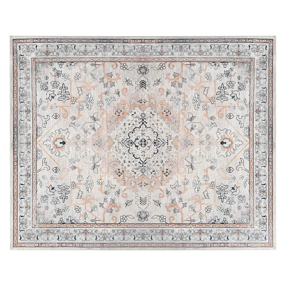 hoobro-tapis-salon-vintage-6x9-pieds-beige-lavable image 1