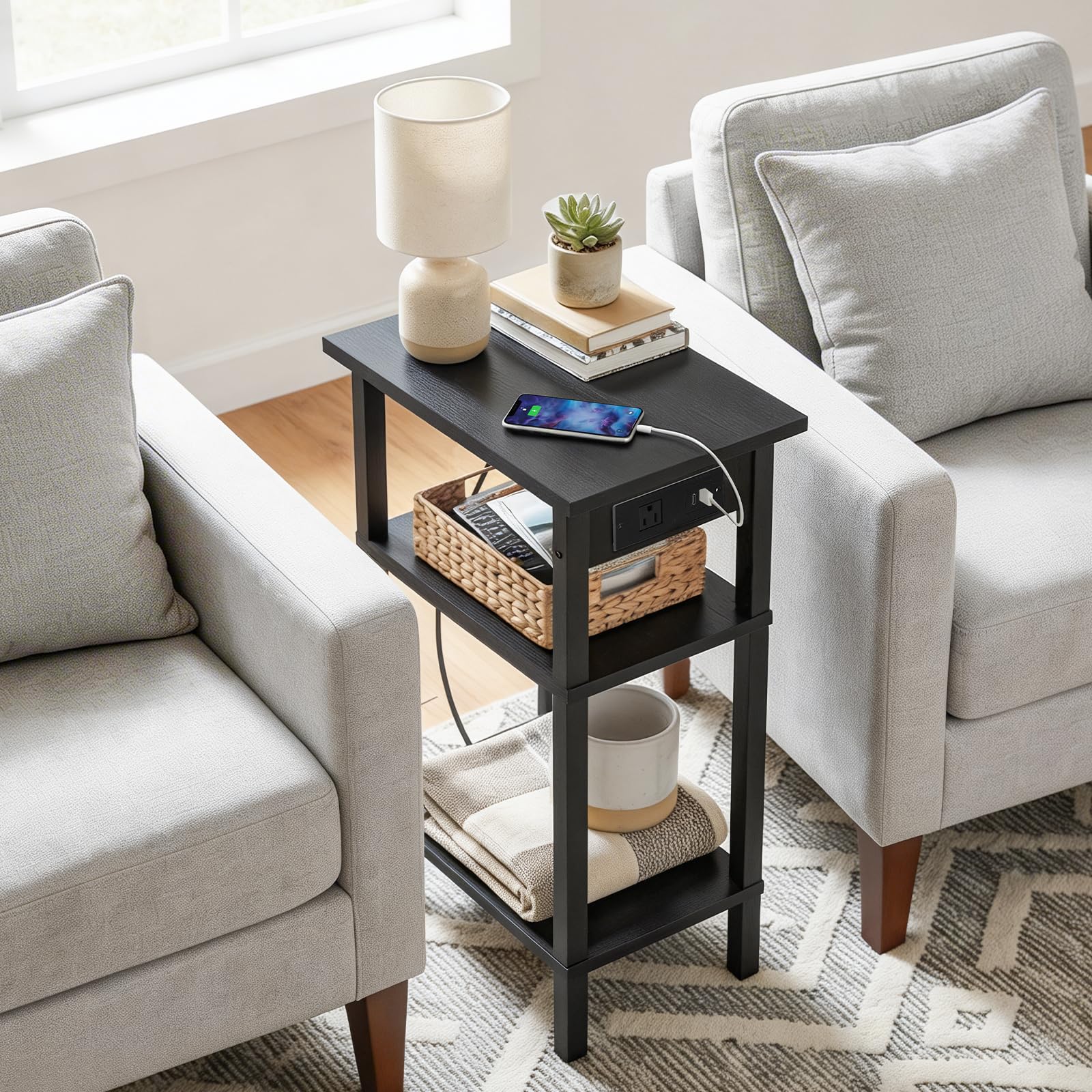 hoobro-bb340ubz01-table-d-appoint-prise-usb-noire image 2