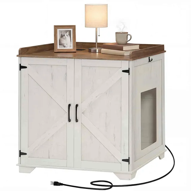 hoobro-pet-furniture-meuble-liti-re-automatique-blanc-prises image 1