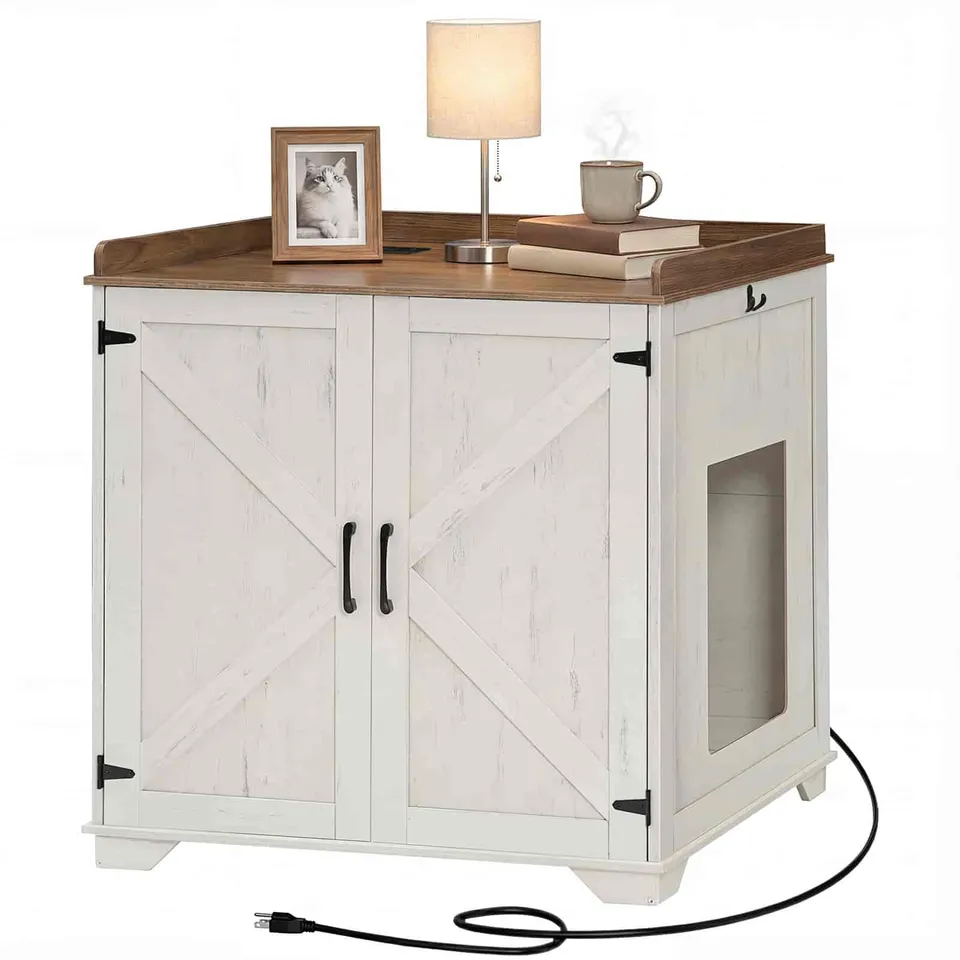 hoobro-pet-furniture-meuble-liti-re-automatique-blanc-prises image 1