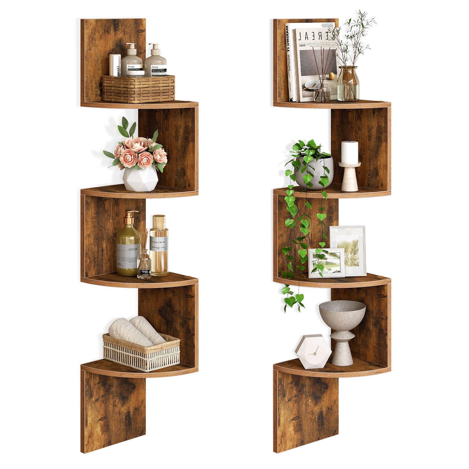 hoobro-storage-racks-tag-re-angle-4-niveaux-marron-bois image 1
