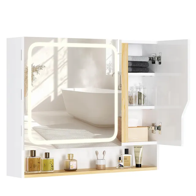 forabamb-armoires-murales-armoire-miroir-led-80-cm-blanc image 1