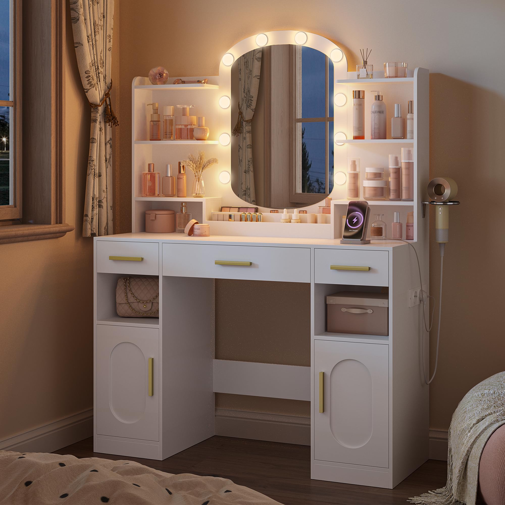 hexcelen-coiffeuse-avec-miroir-coiffeuse-blanche-led-108-cm image 3