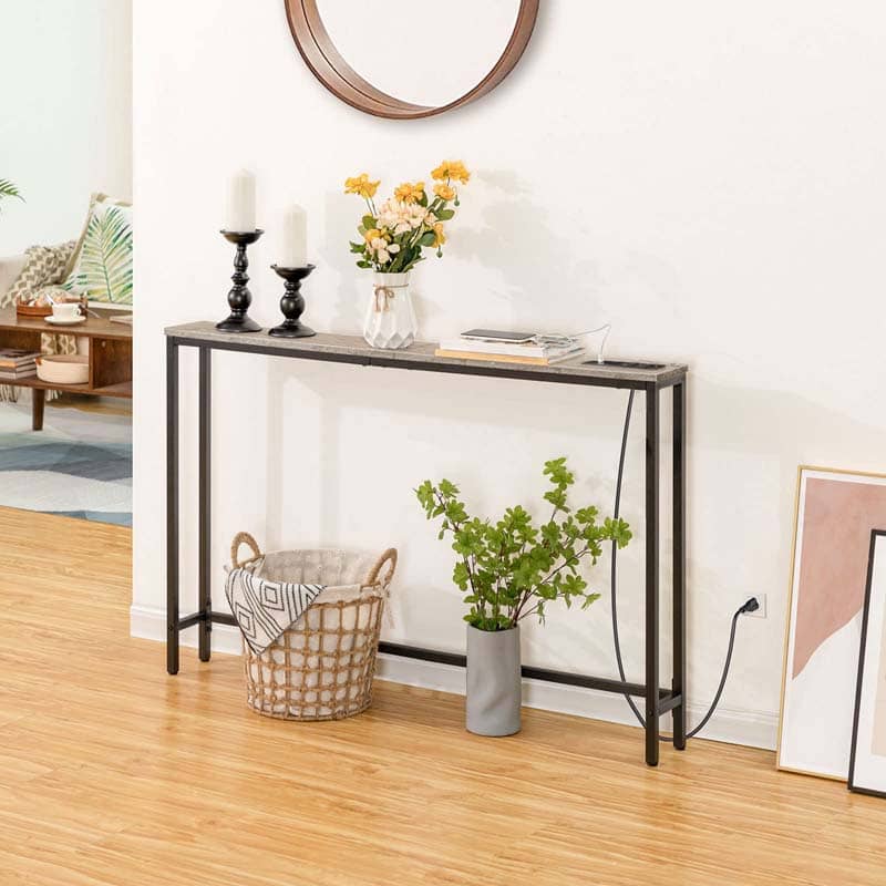 hoobro-console-table-console-troite-greige-120-cm-avec-prises image 2