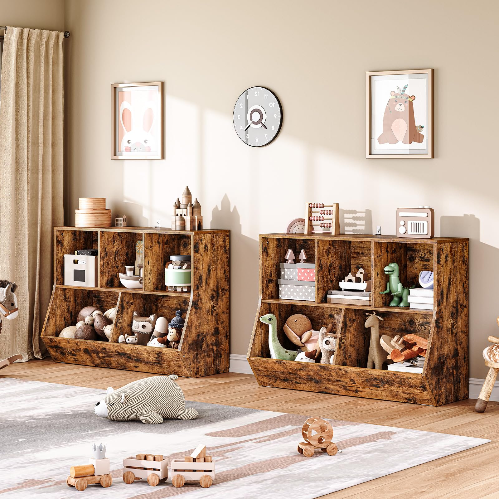 hoobro-kid-s-furniture-biblioth-que-enfant-marron-90-cm-3-casiers image 7