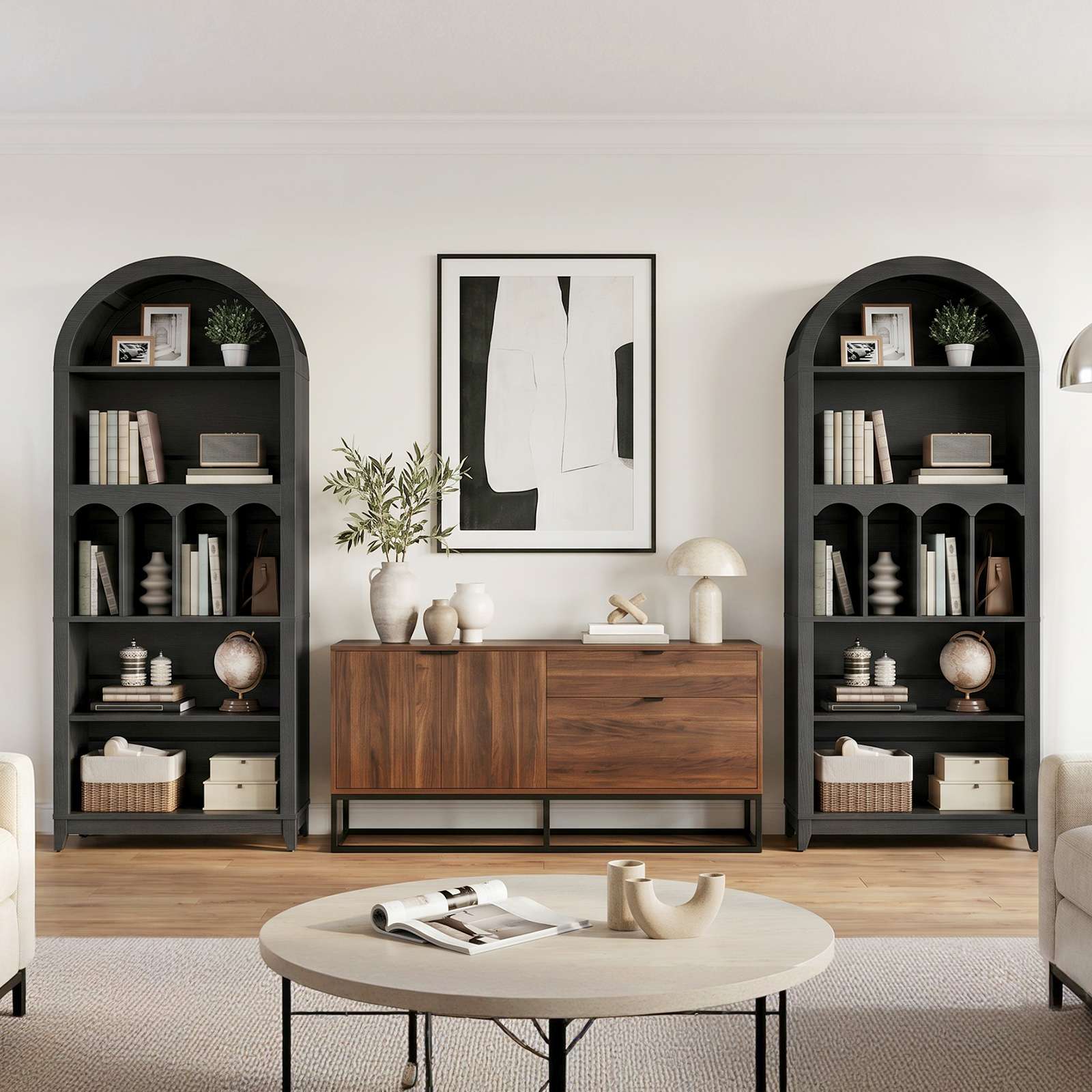 hoobro-bookshelves-biblioth-que-noire-5-niveaux-arqu-e image 5