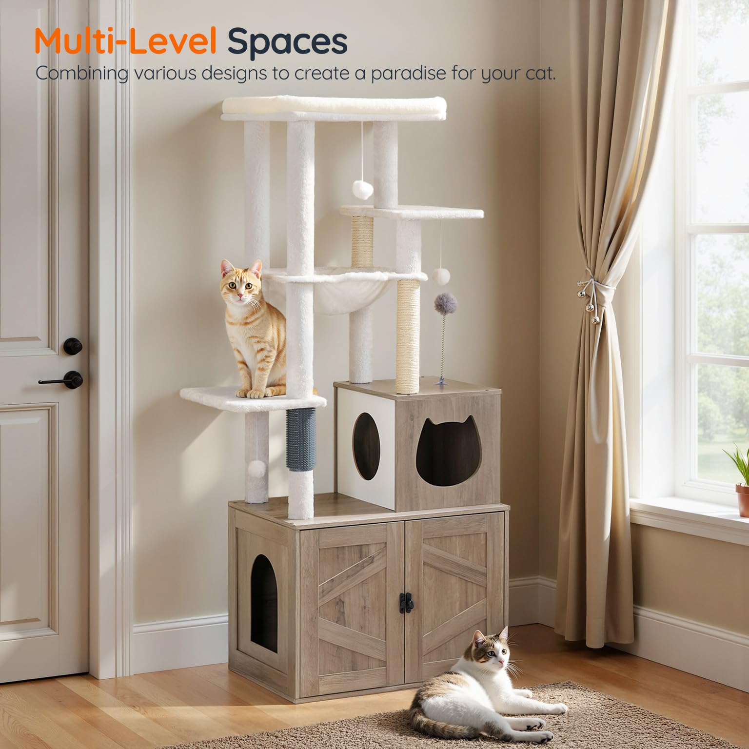 hoobro-pet-furniture-arbre-chat-greige-liti-re-sisal image 2