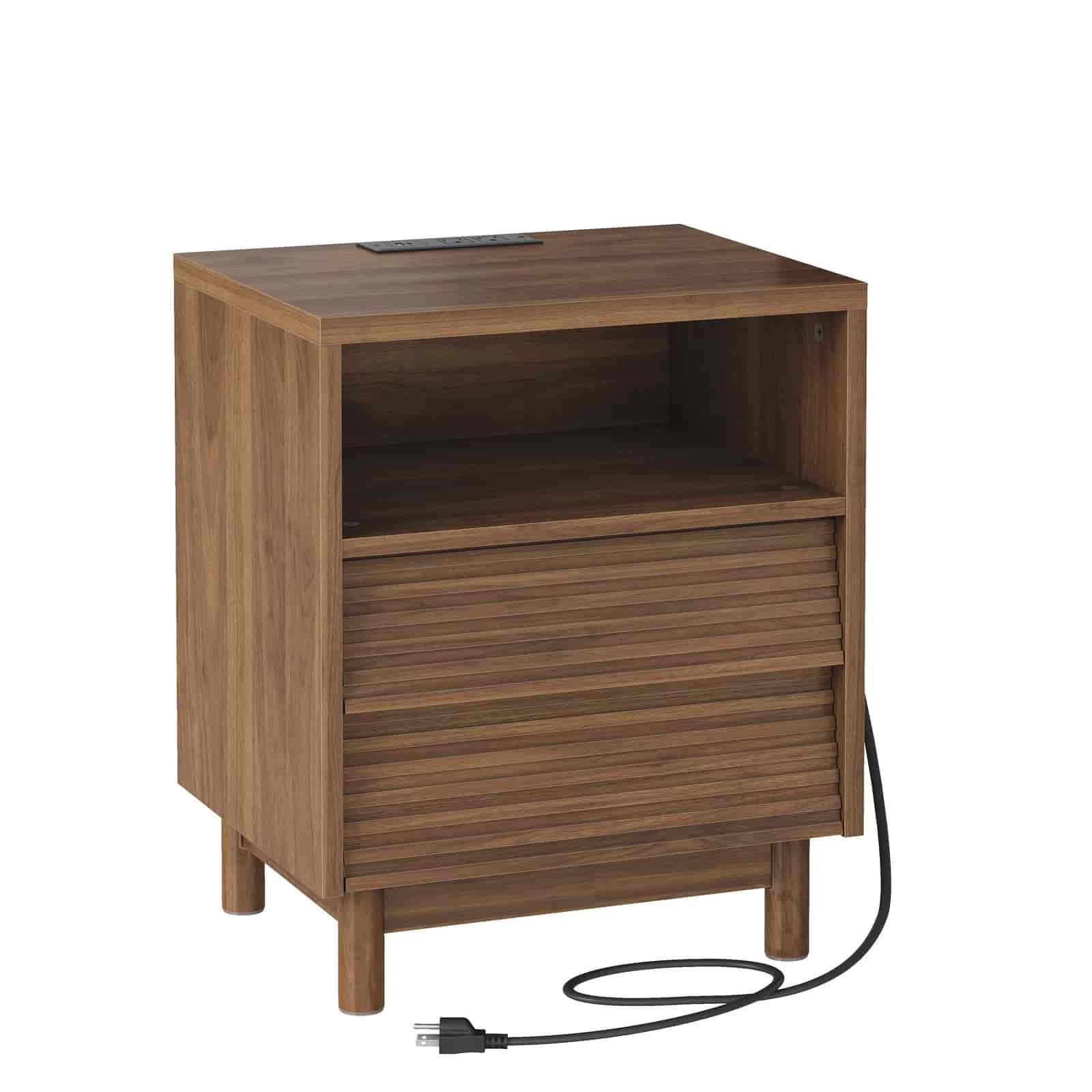 hoobro-nightstands-table-de-chevet-marron-2-tiroirs-chargeur image 3