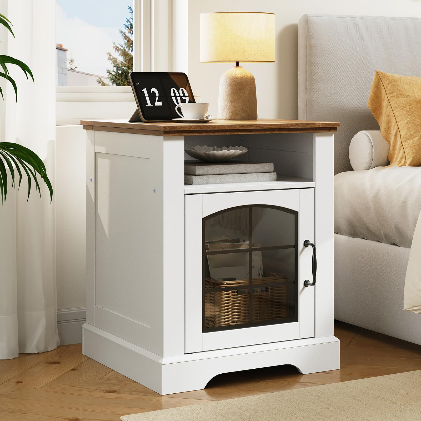 hoobro-nightstands-table-de-nuit-blanche-prise-usb-44-cm image 5
