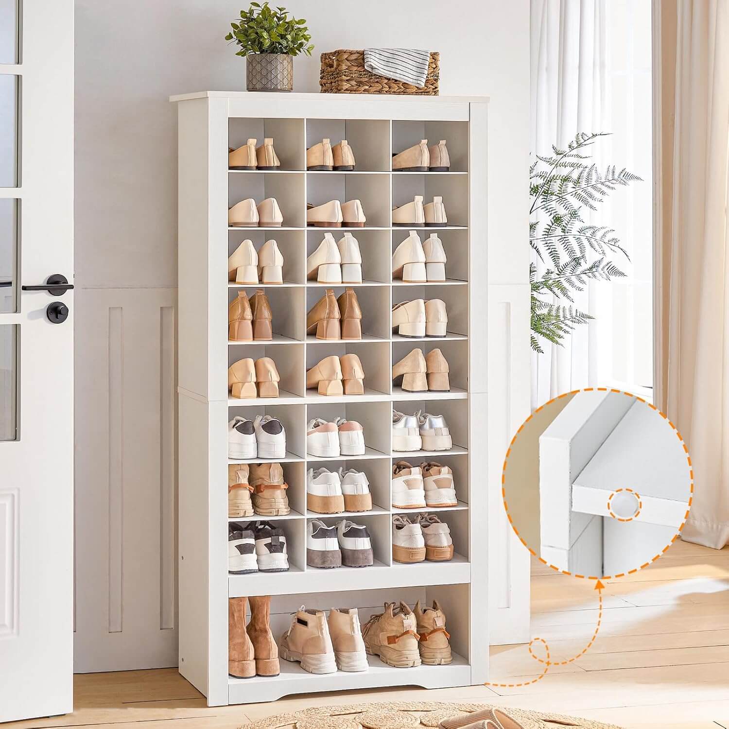 hoobro-shoe-racks-armoire-chaussures-24-cases-blanc-9-niveaux image 3