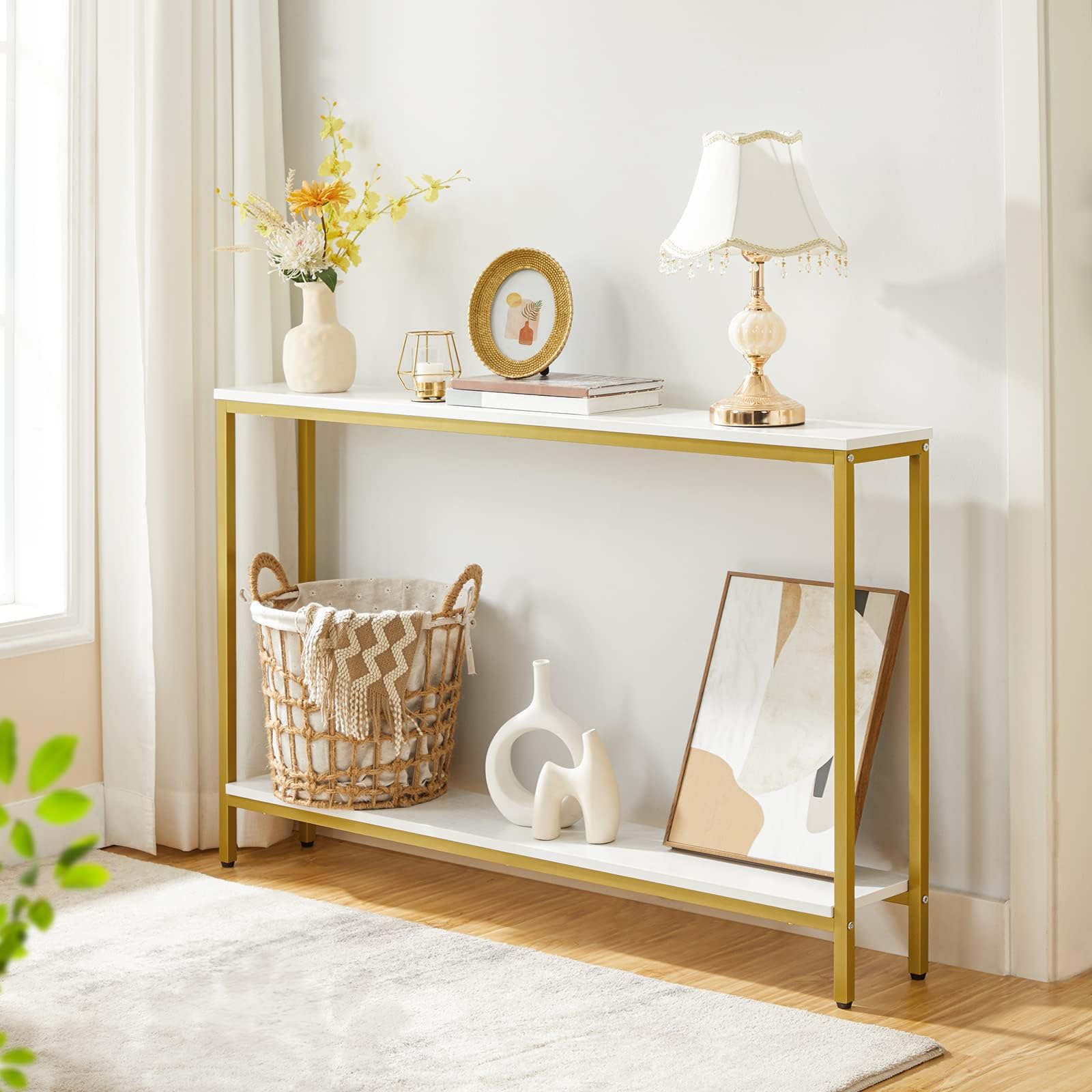 hoobro-console-table-console-120cm-blanc-dor image 4