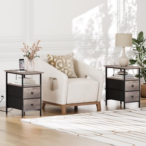 hoobro-side-tables-table-d-appoint-greige-tiroir-usb image 6