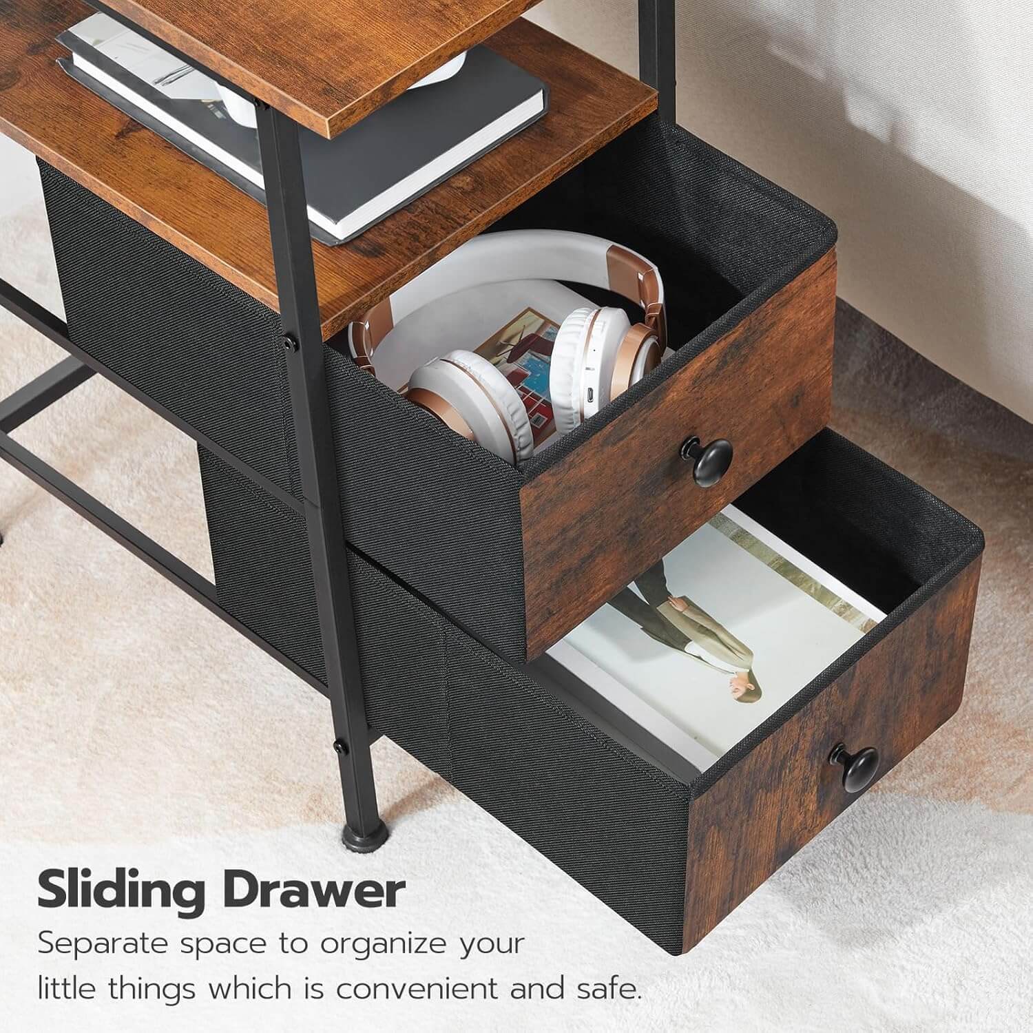 hoobro-side-tables-table-d-appoint-troite-marron-usb image 6