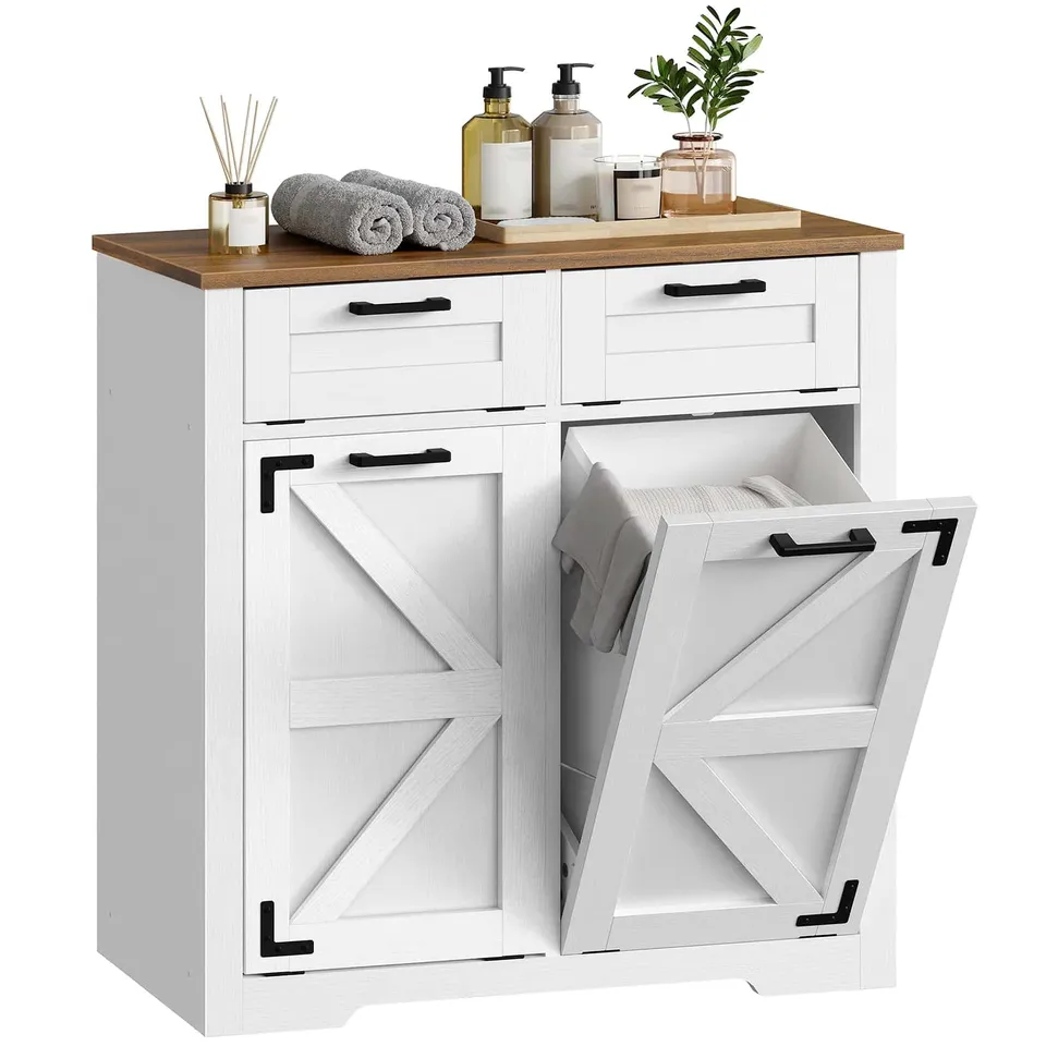 hoobro-meuble-panier-linge-blanc-corbeille-buanderie image 1