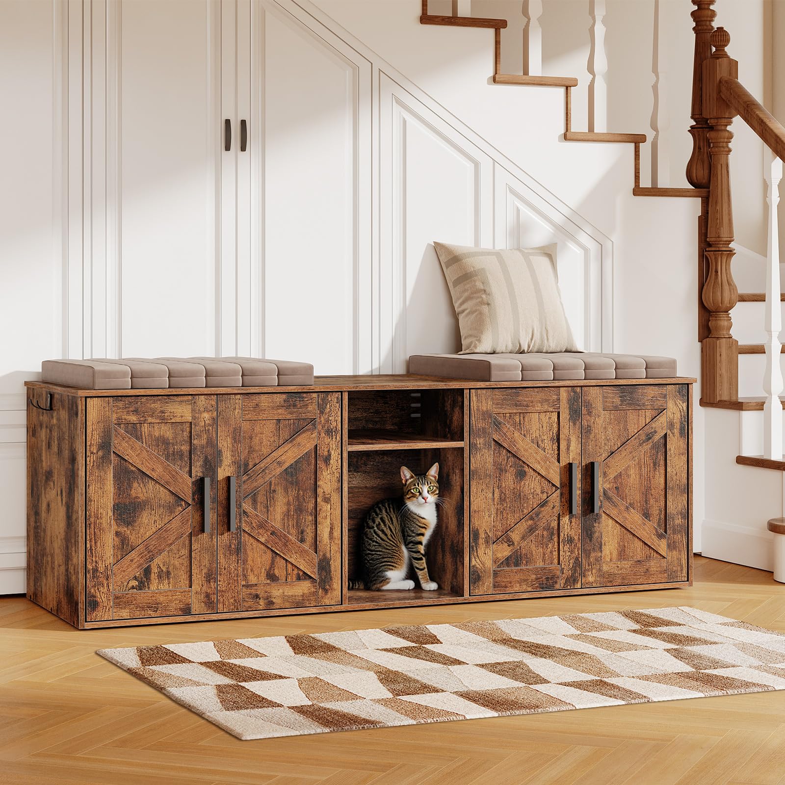 hoobro-pet-furniture-meuble-liti-re-double-marron-2-bacs image 5
