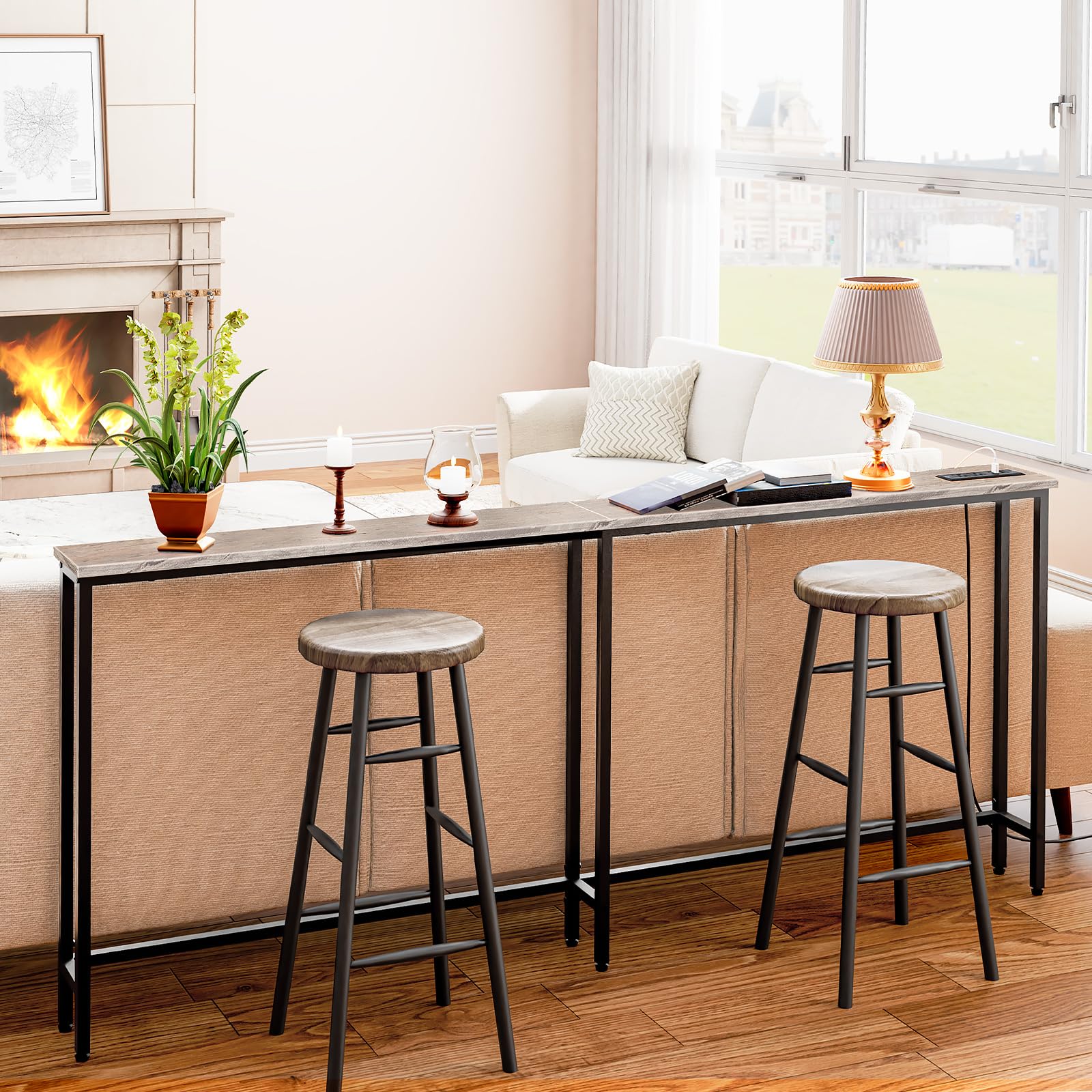 hoobro-console-table-70-9-pouces-table-console-greige-prise-usb image 5