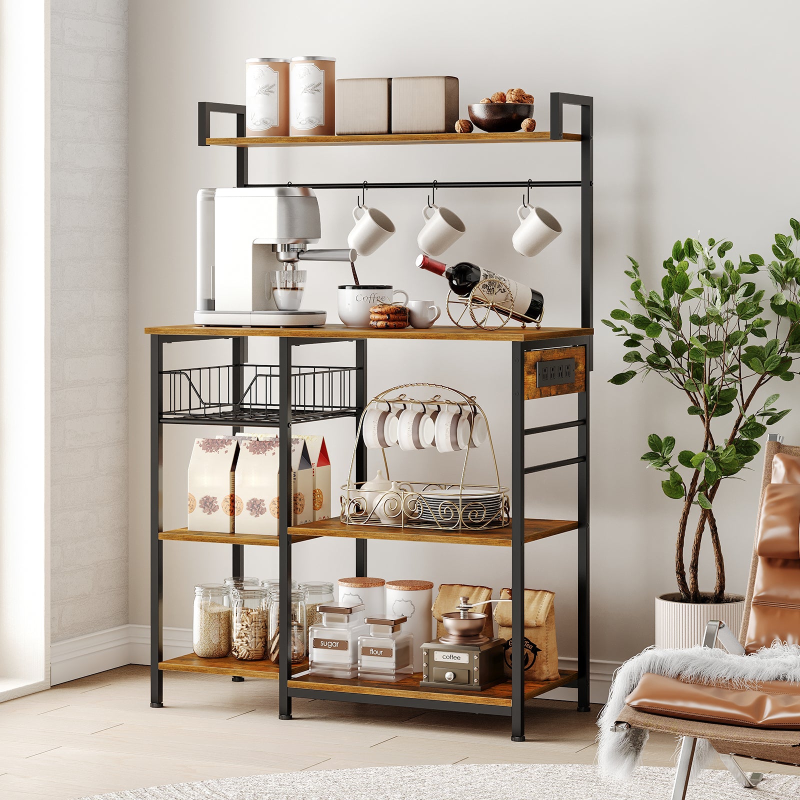 hoobro-kitchen-furniture-desserte-cuisine-marron-avec-prises image 4