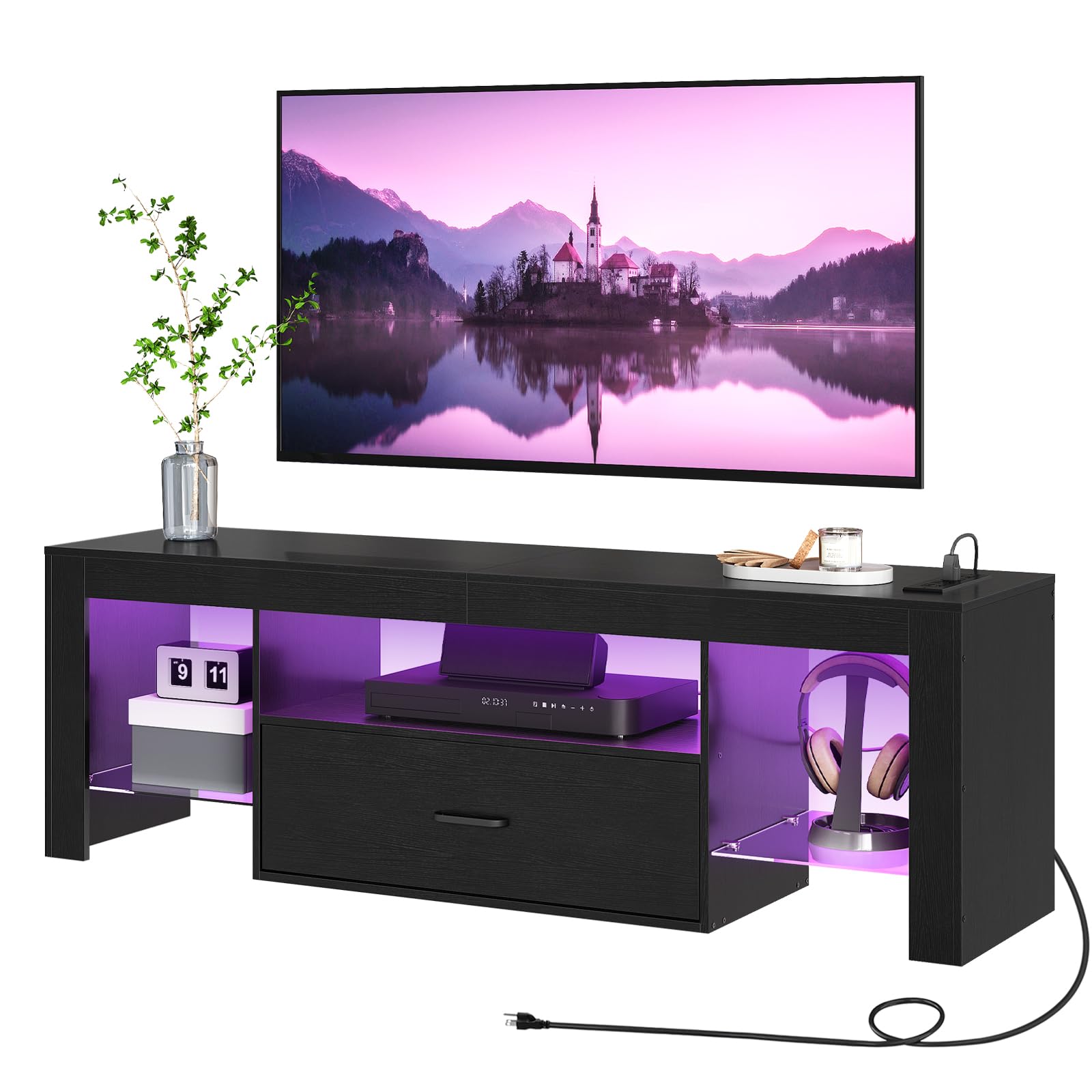 hoobro-tv-stands-meuble-tv-65-pouces-led-noir-prises image 1