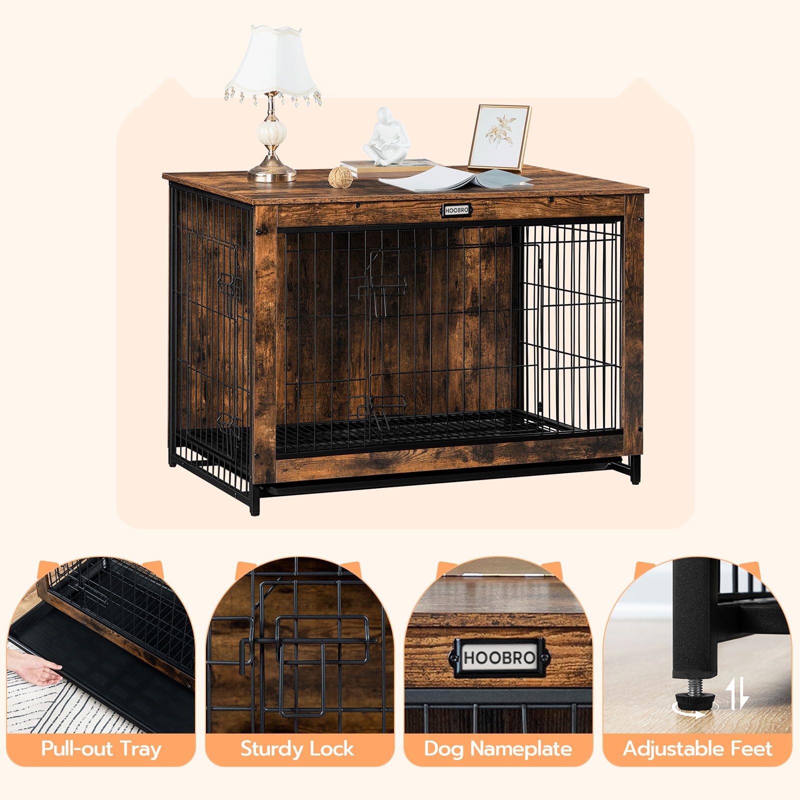 hoobro-pet-furniture-niche-chien-bois-marron-98-cm image 7