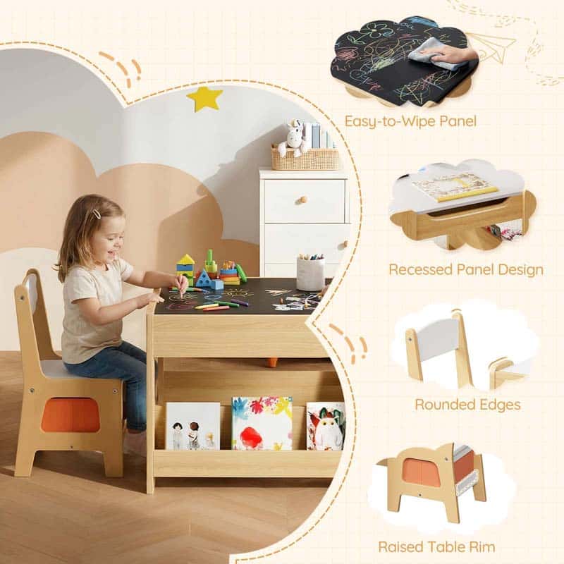 hoobro-table-enfant-4-en-1-blanche-avec-2-chaises image 7