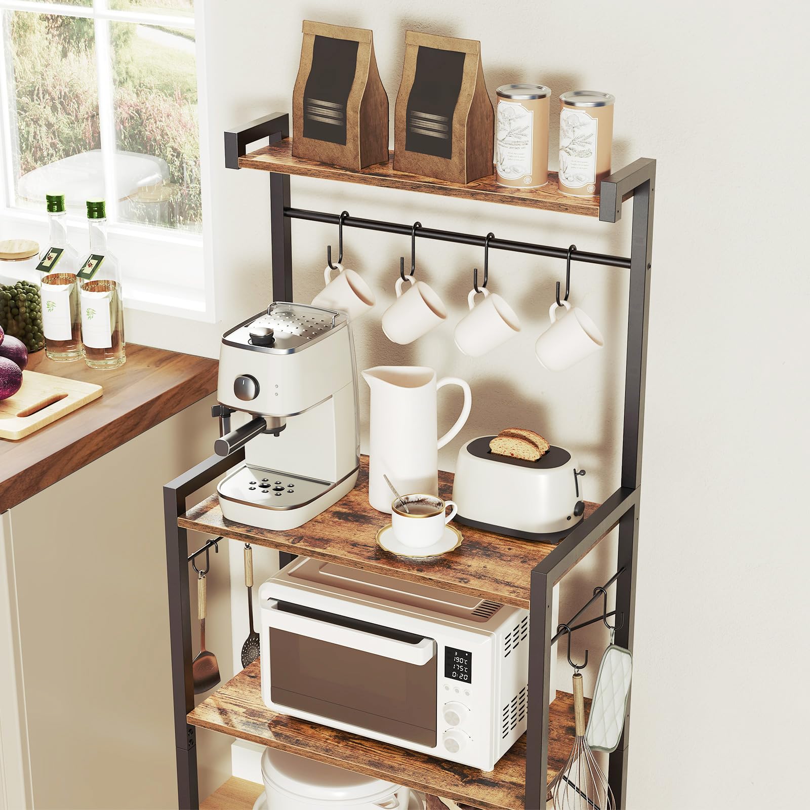 hoobro-kitchen-furniture-desserte-cuisine-4-niveaux-marron image 5