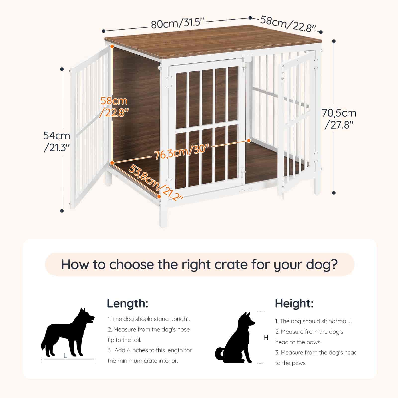 hoobro-cage-chien-bois-blanche-100-cm-3-portes-meuble image 4