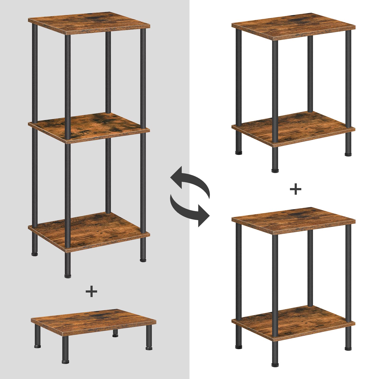 hoobro-side-tables-table-chevet-2-niveaux-marron-bf09bz01 image 7