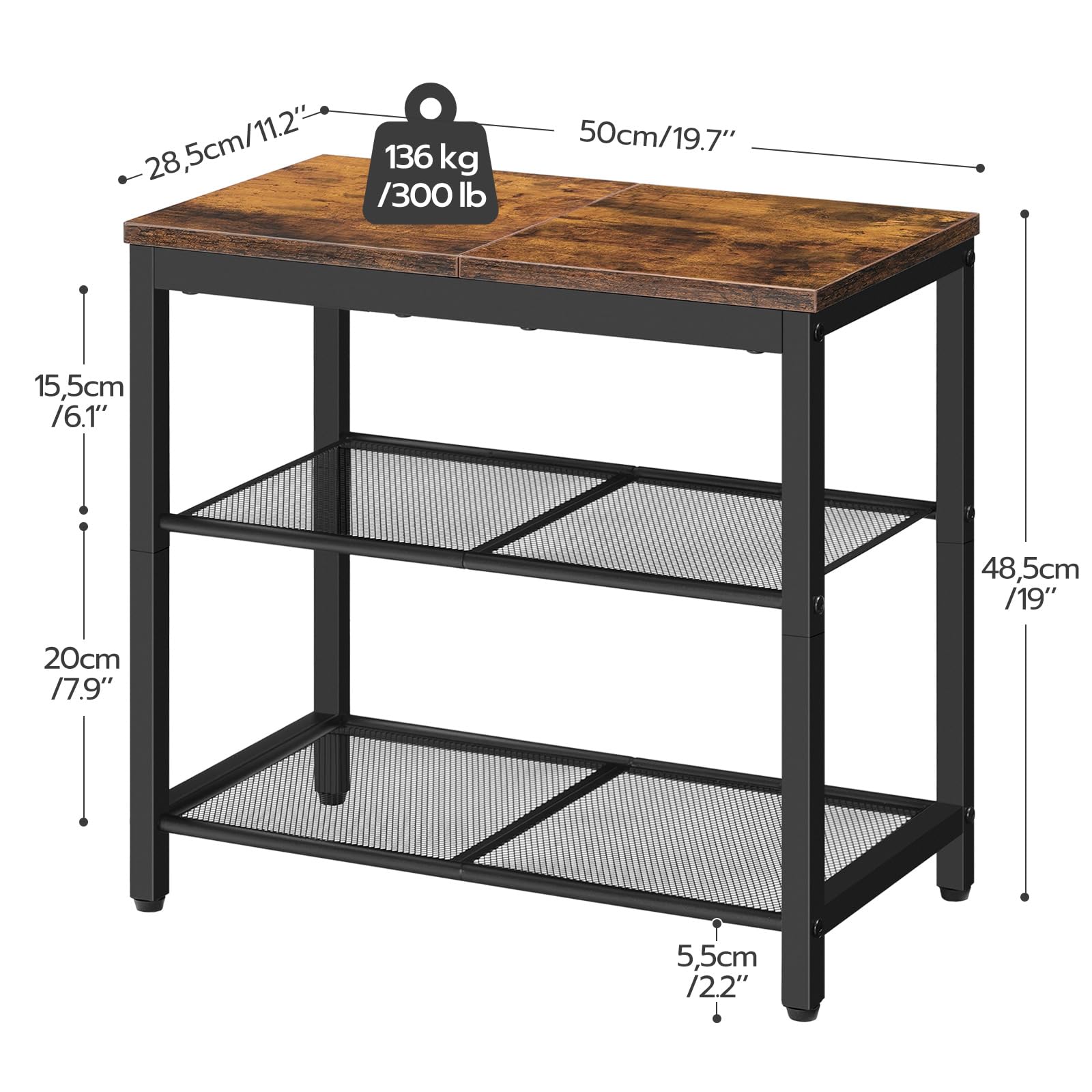 hoobro-shoe-racks-meuble-chaussures-3-niveaux-marron-m-tal image 4