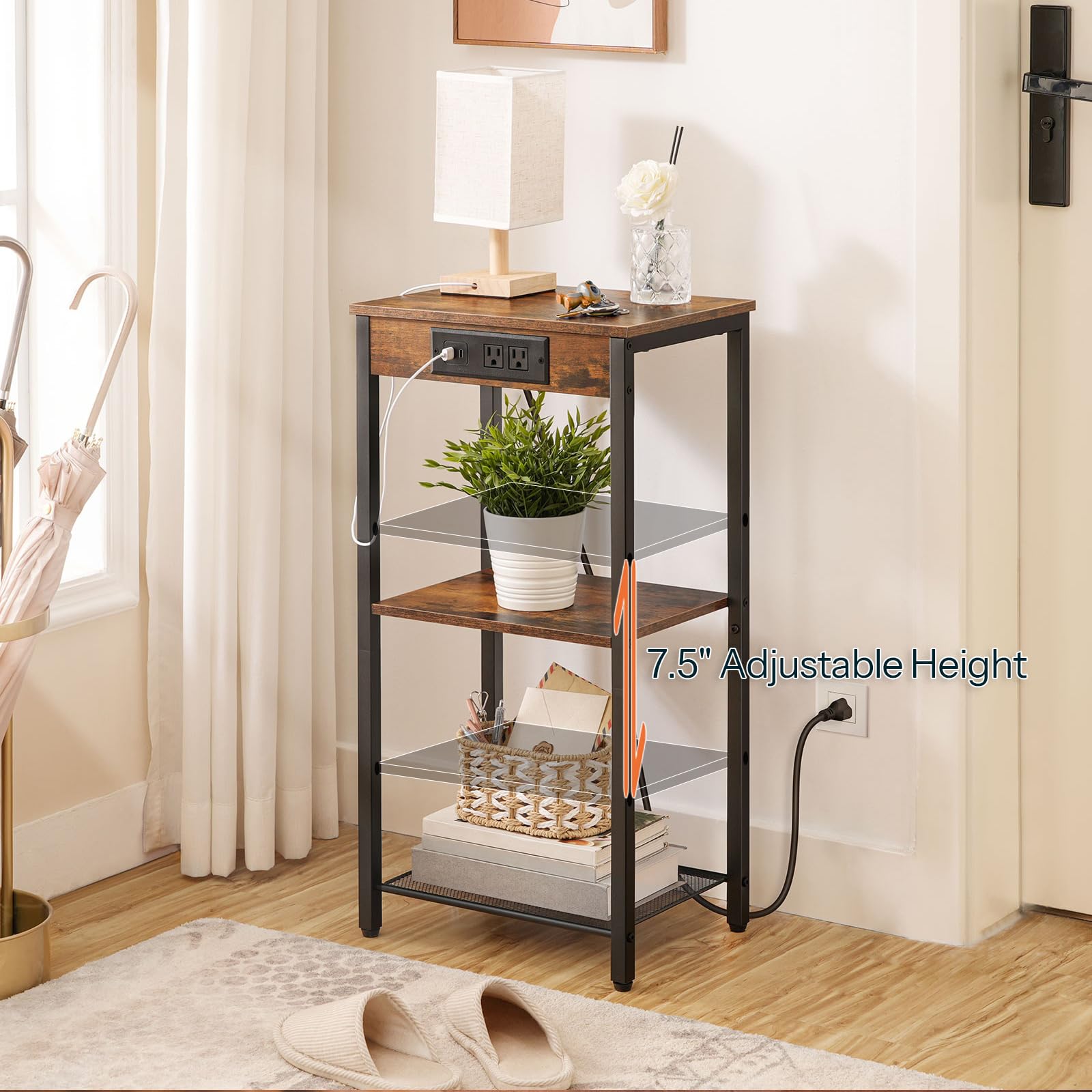 hoobro-side-tables-bout-canap-haut-marron-usb image 6