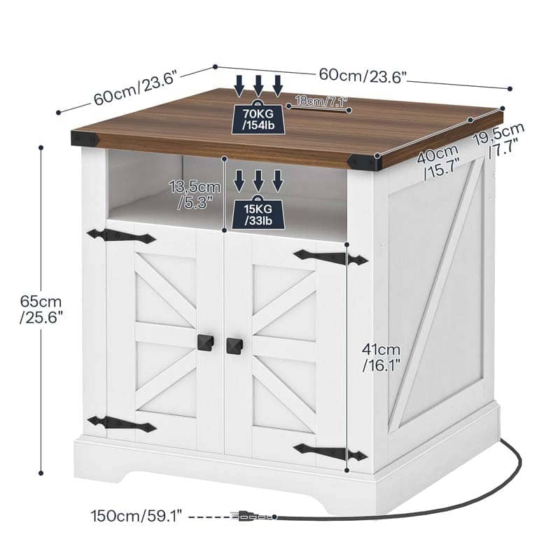 hoobro-table-de-chevet-blanche-60-cm-avec-station-charge image 3