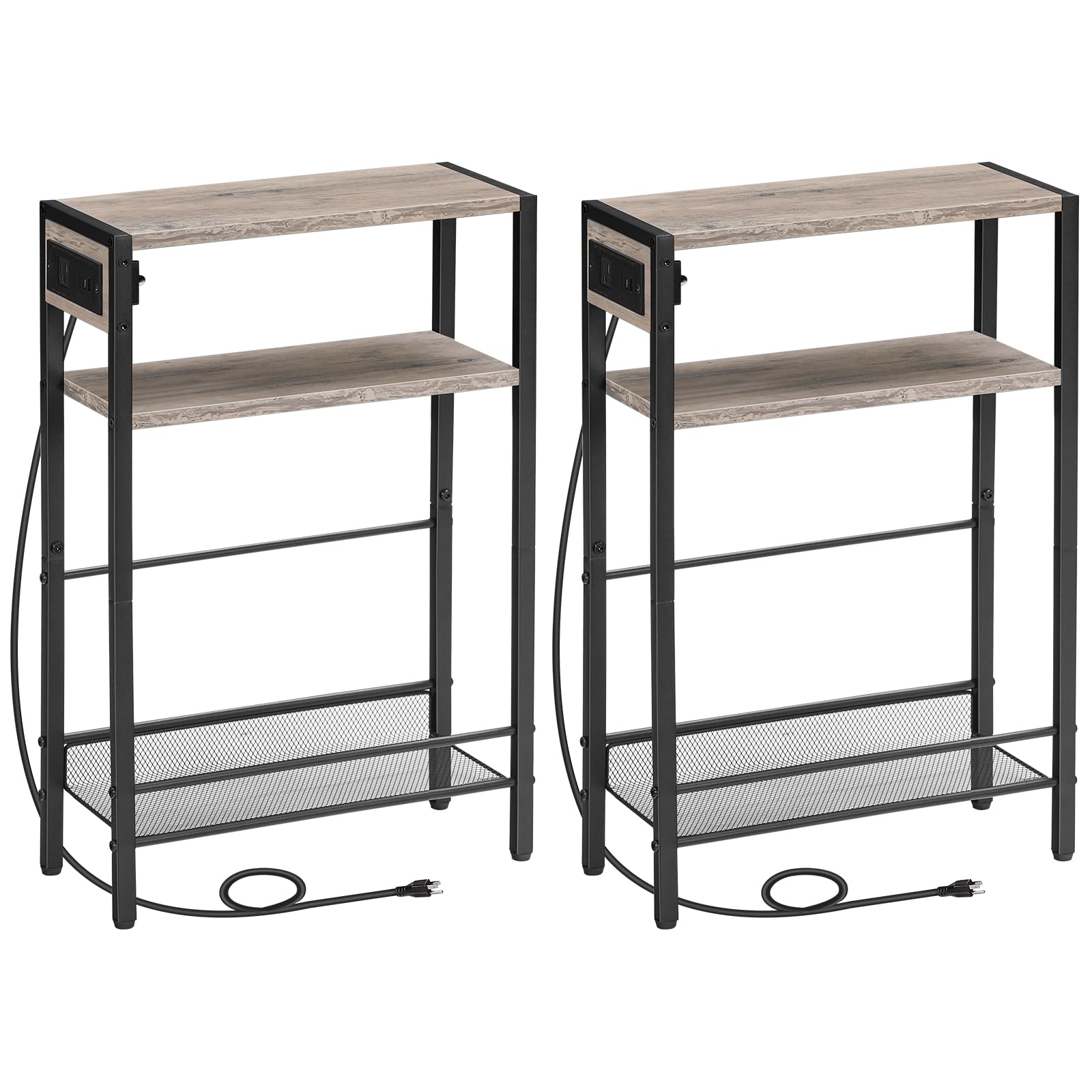 hoobro-side-tables-lot-2-tables-appoint-greige-usb image 1